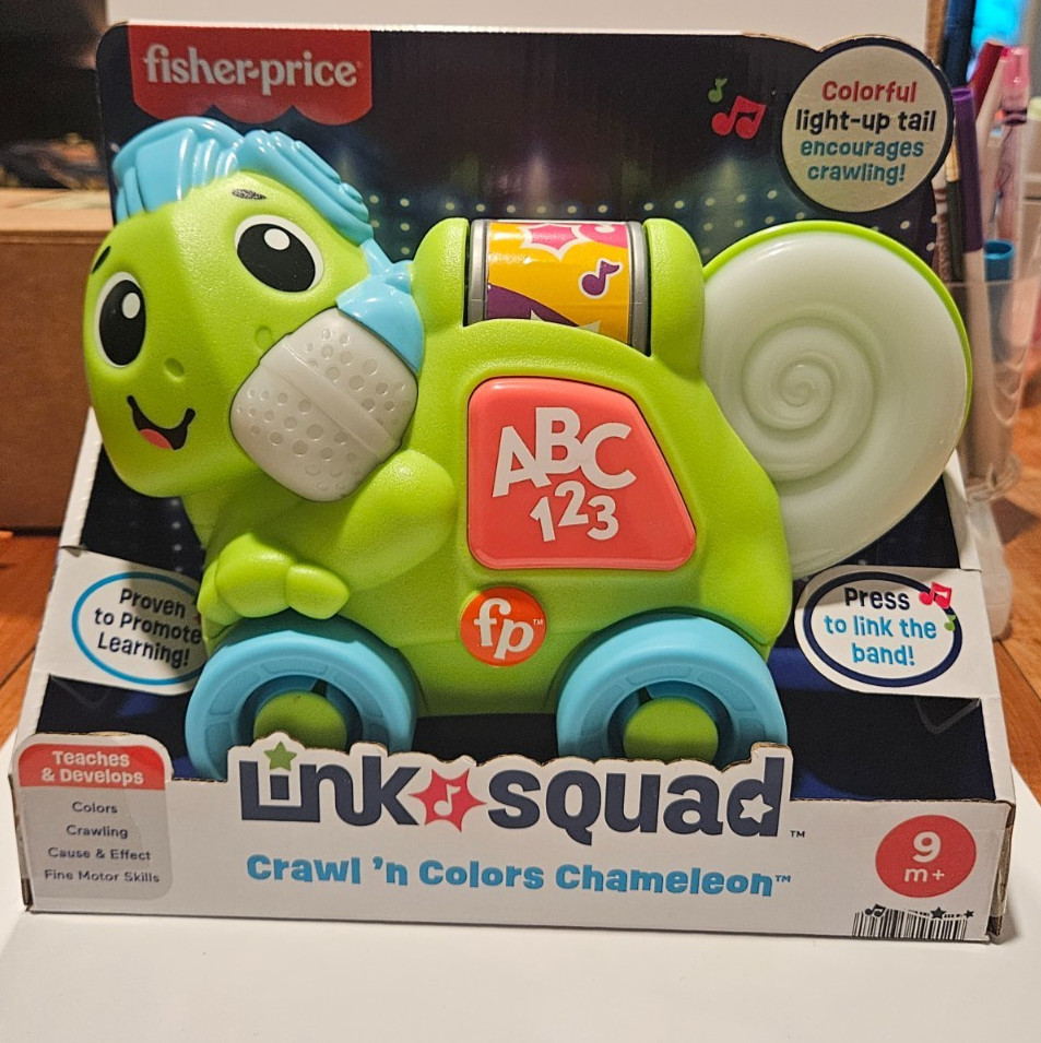 Fisher-Price Baby Learning Toy Link Squad Crawl ‘n Colors Chameleon with Music &