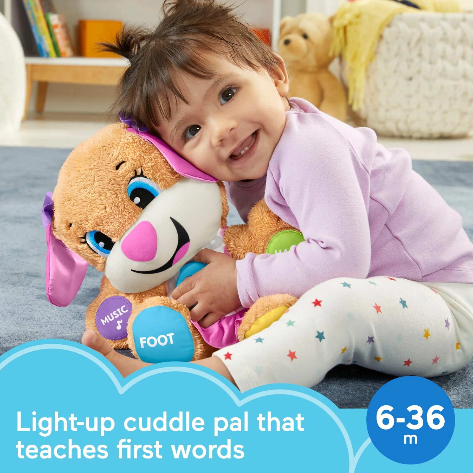 Fisher-Price Laugh & Learn Smart Stages Sis Puppy Plush Learning Toy for Baby