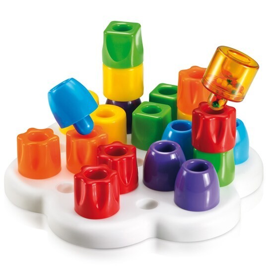 Quercetti Chunky Peggy 22pc Peg Blocks Stacking Shapes Sorting Toy 1+ Years