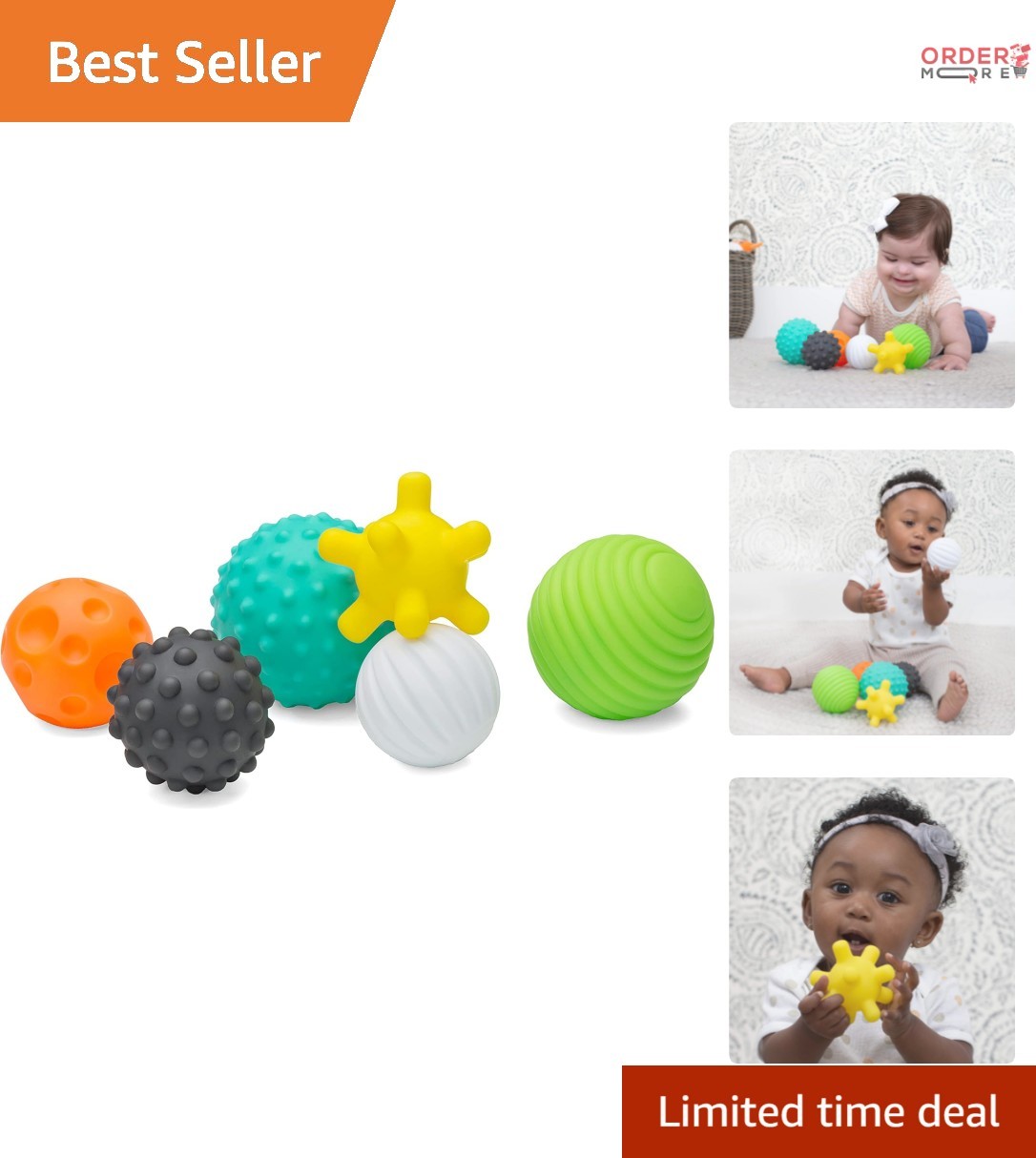 Textured Baby Balls Set 6 Pieces Sensory Tactile Development for 6 +