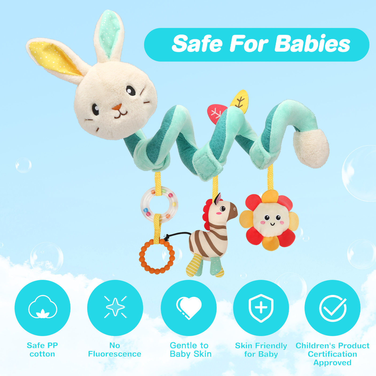 Car Seat Toys for Babies Baby Toys 3-6 Months Carseat Stroller Toy Developmental