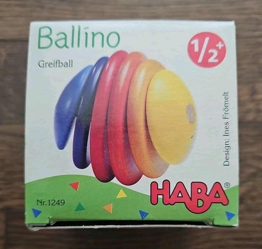 HABA Ballino Wooden Baby Grasping Ball Toy 1249 NEW Montessori Rattle