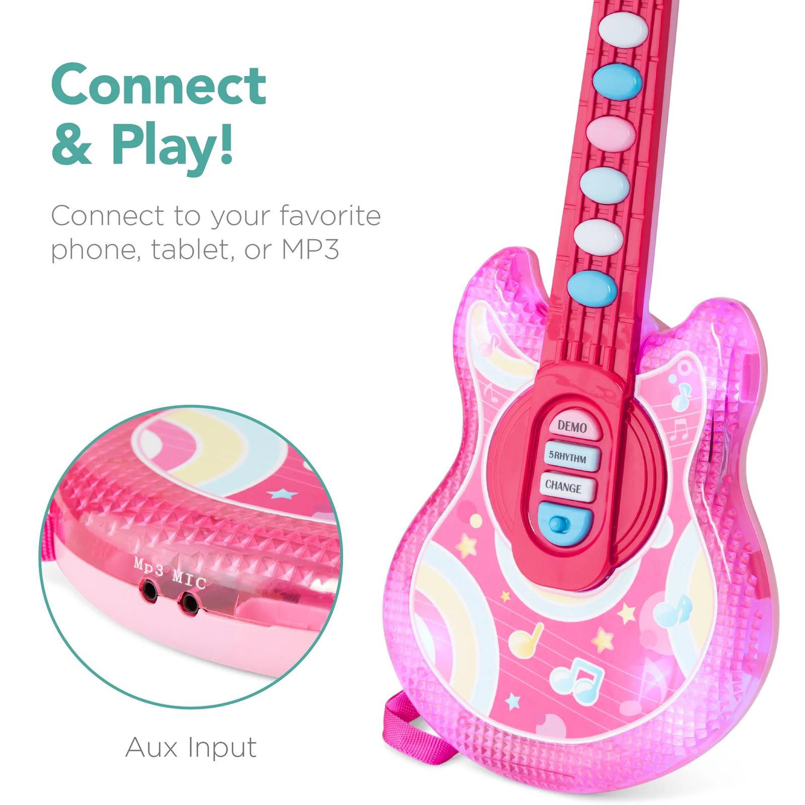Pretend Play Musical Instrument guitar Toy for Toddlers W/ Mic