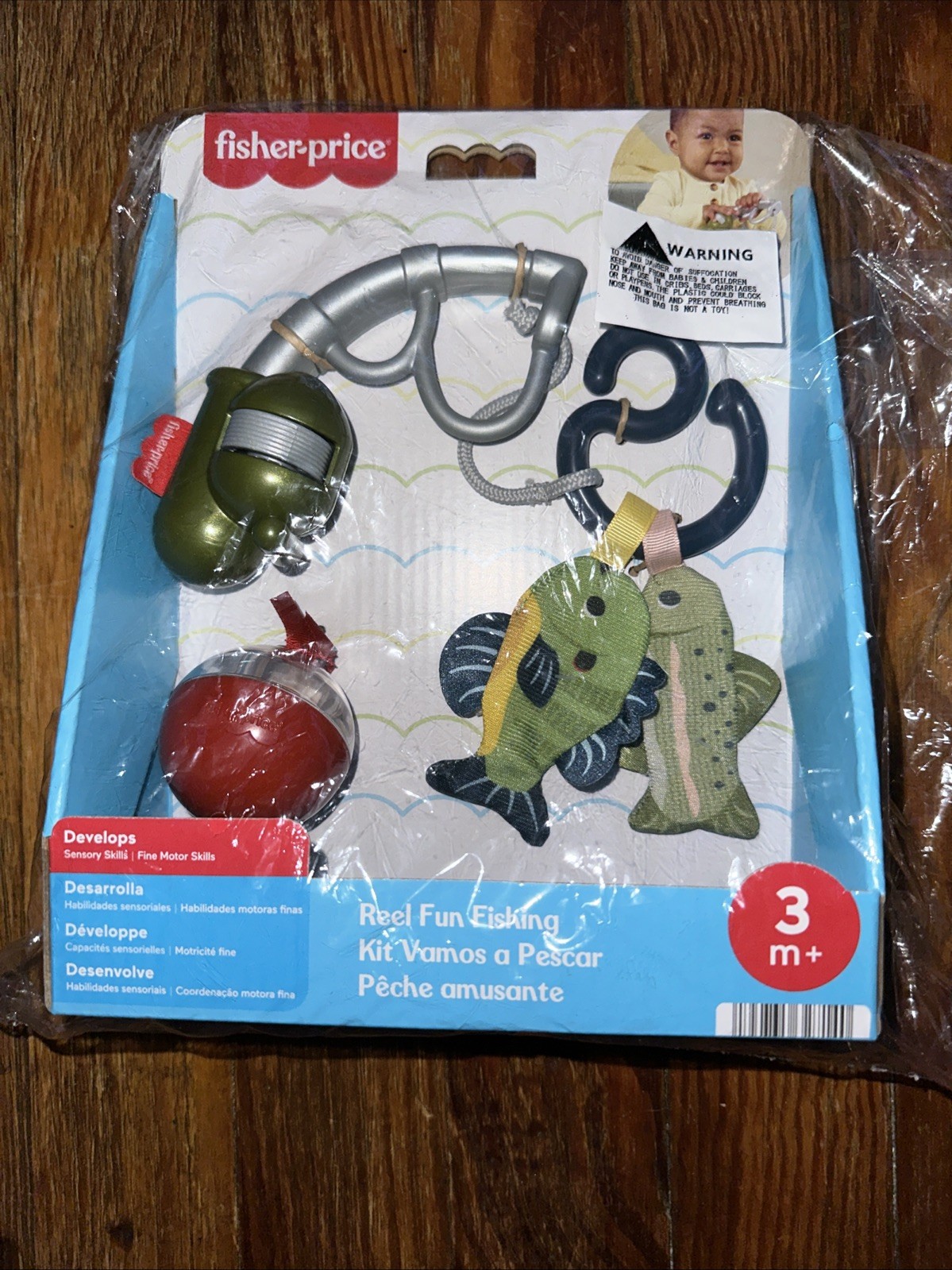 Fisher Price Reel Fun Fishing Sensory Motor Skills Baby Toy Bobber Rattle New