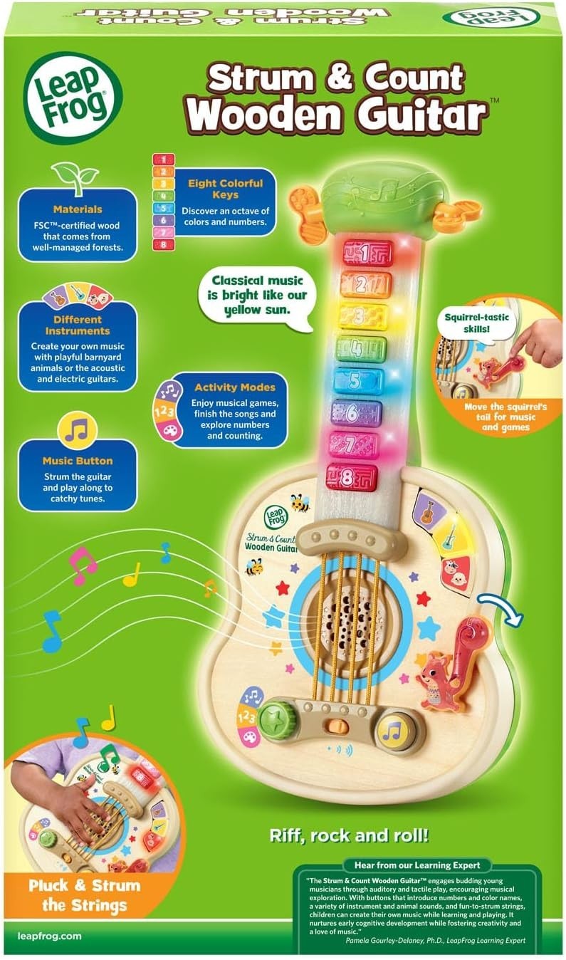 Musical Toys For Kids Wooden Guitar Strum and Count Girls Boys Toddlers LeapFrog