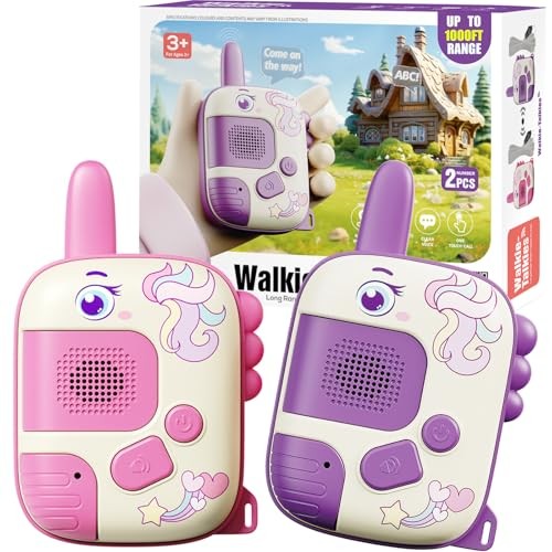 Walkie Talkies Toys for Girls:Unicorn Toys 2 Pack Birthday Gifts for 3 4 5 Pink