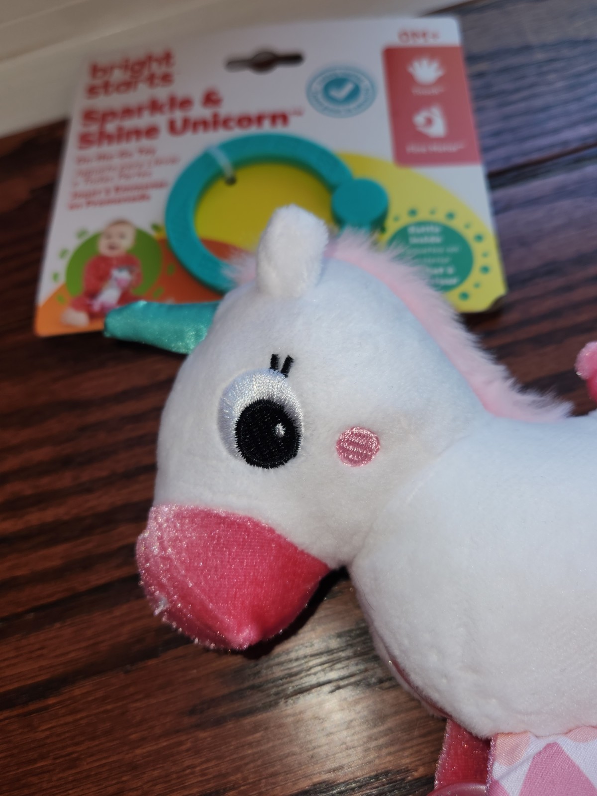 Bright Starts Sparkle & Shine Unicorn Rattle Teether On-the-GO Toy NWT