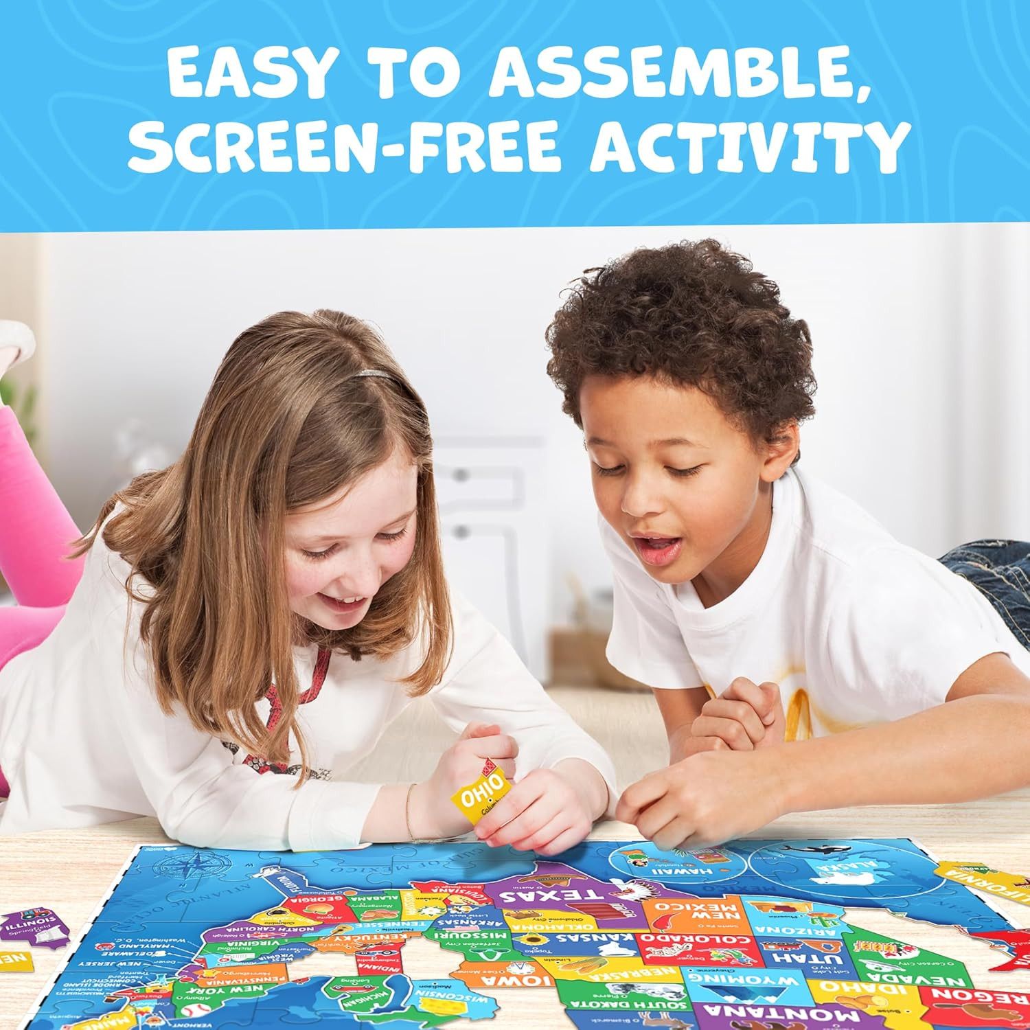 United States Puzzles for Kids Ages 4-6, 6-8, 3-5 – Educational Toys for Boys &