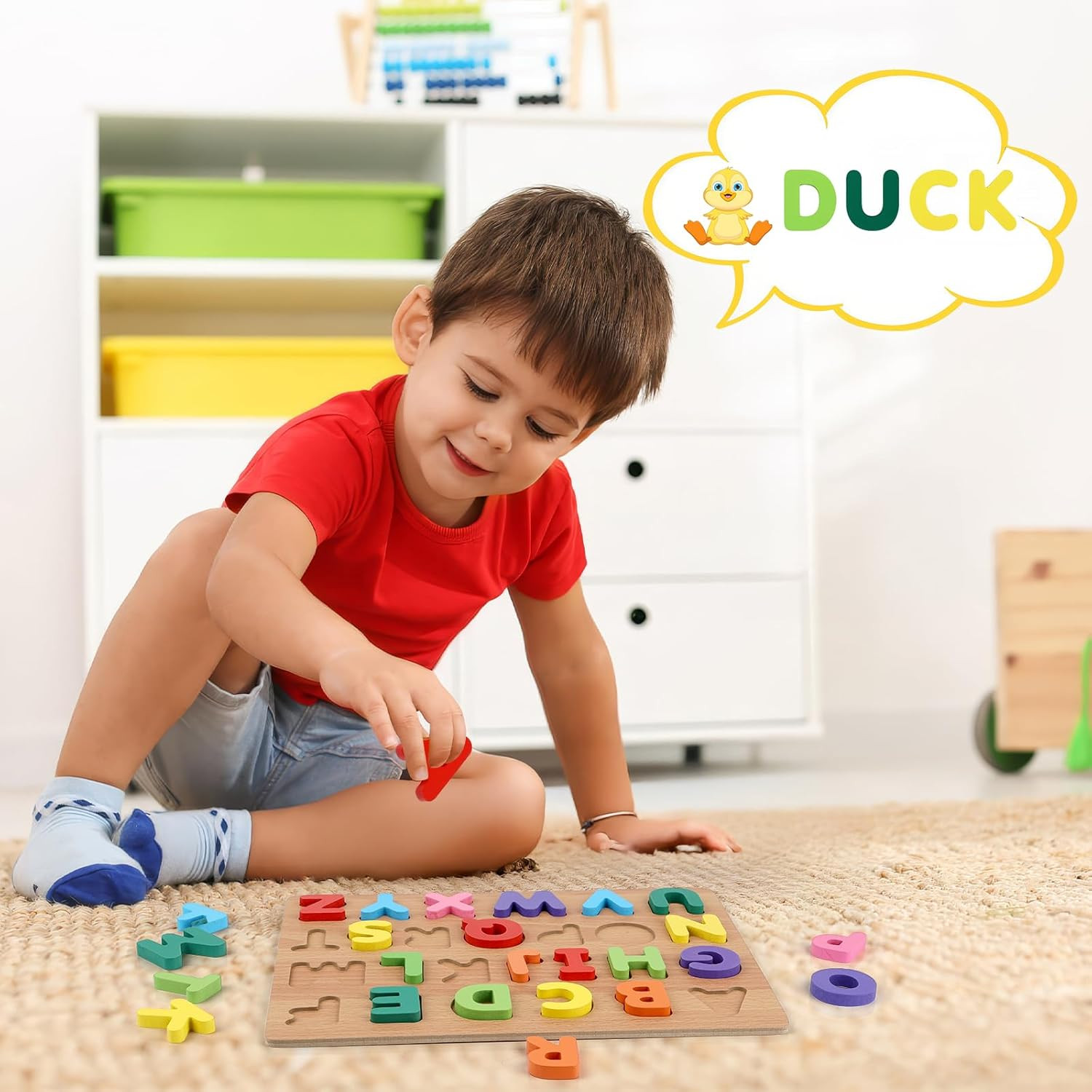 Alphabet Puzzle, Wooden Puzzles for Toddlers 3 4 5 Year Old, ABC Letter Puzzle,