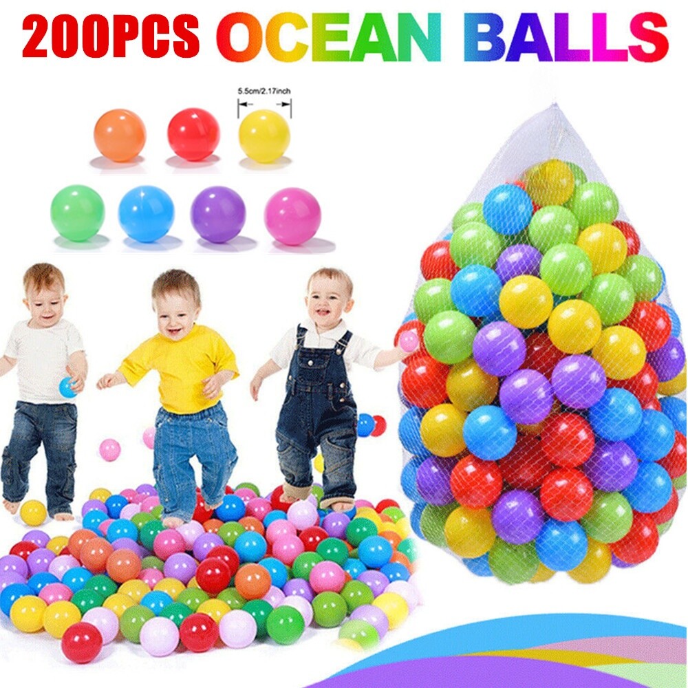 200PCS Ocean Pit Balls Baby Kids Colorful Plastic Balls Swim Bath Play Pool Toys