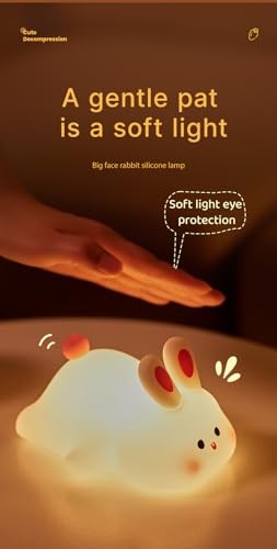 Night Light, LED Squishy Novelty Animal Night Lamp, Food Grade Silicone Rabbit