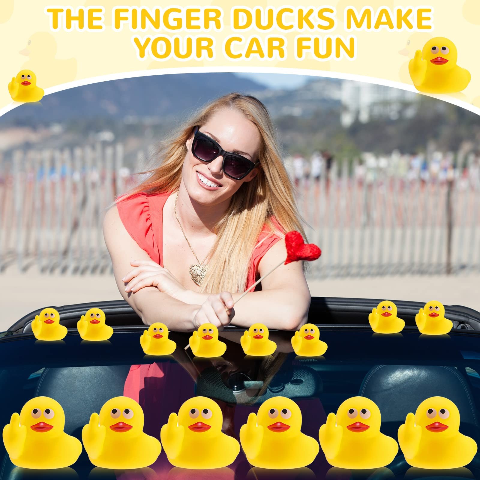 Lenwen 24 Pcs Middle Finger Rubber Ducks, 1.97 Inch Small Duck