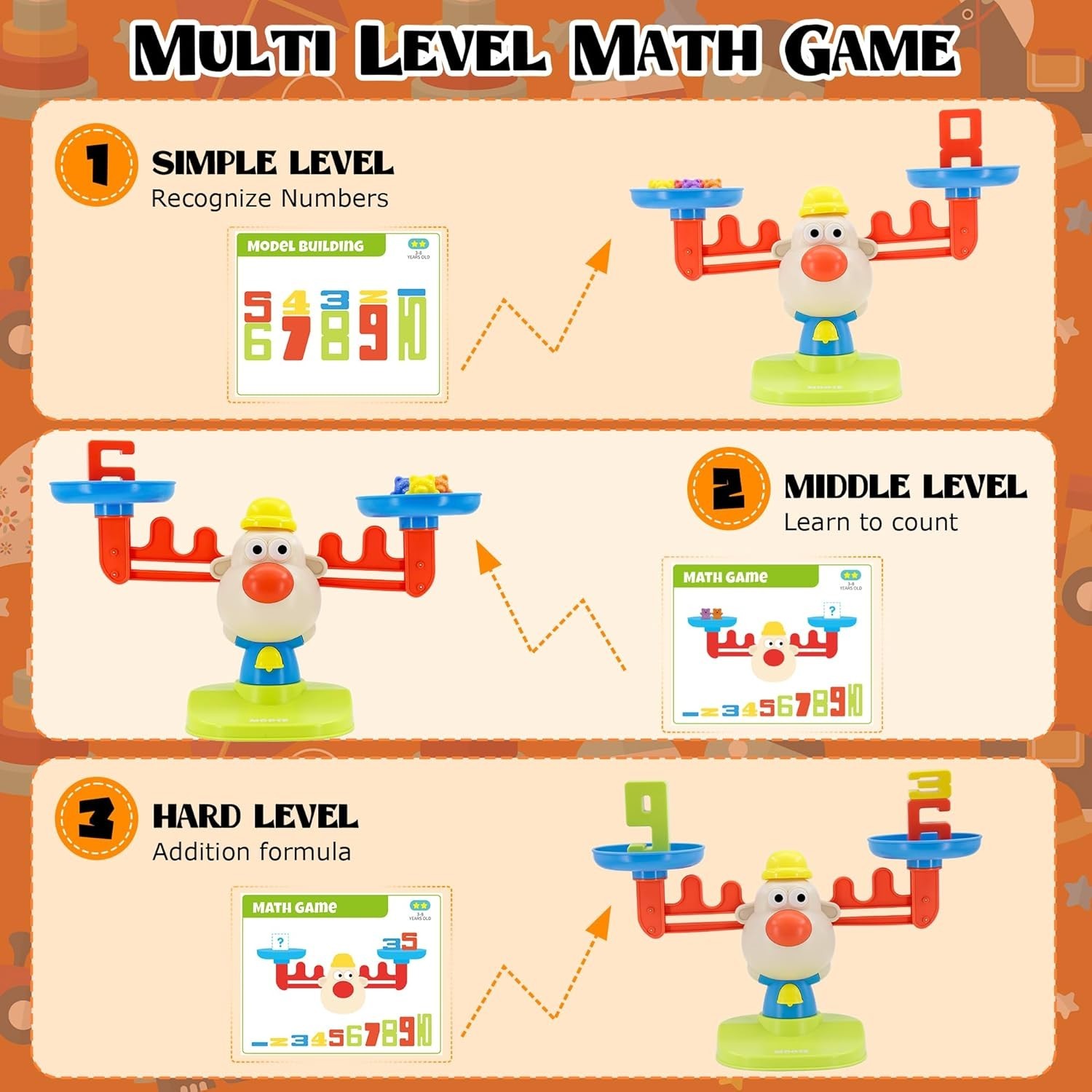 Balance Math Toys STEM Learning Game Counting Stacking Educational Toys for Kids