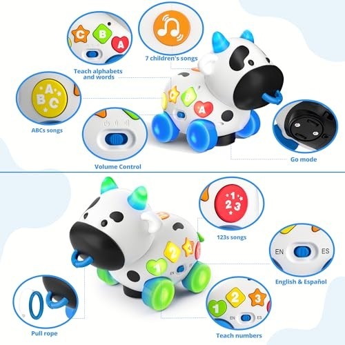 Musical Cow Baby Toys 6-12-18 Months, Bilingual Crawling Walking Toddler…