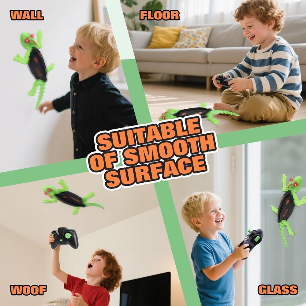 RC Lizard Wall Climbing Kids Toy LED Eyes Remote Control Chameleon Plaything US