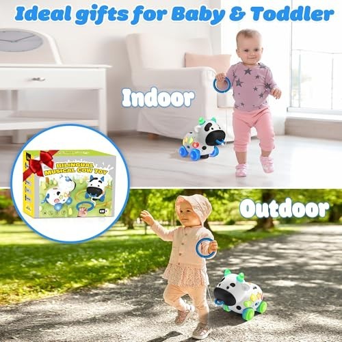 Musical Cow Baby Toys 6-12-18 Months, Bilingual Crawling Walking Toddler…
