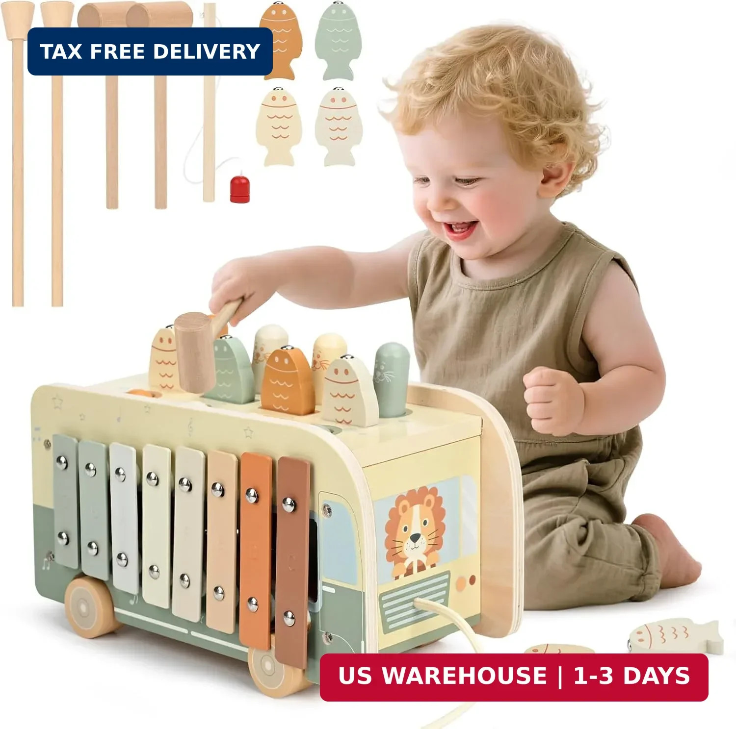 Vanplay Montessori Toys for 1 Year Old – Wooden Hammering Pounding Toys for One