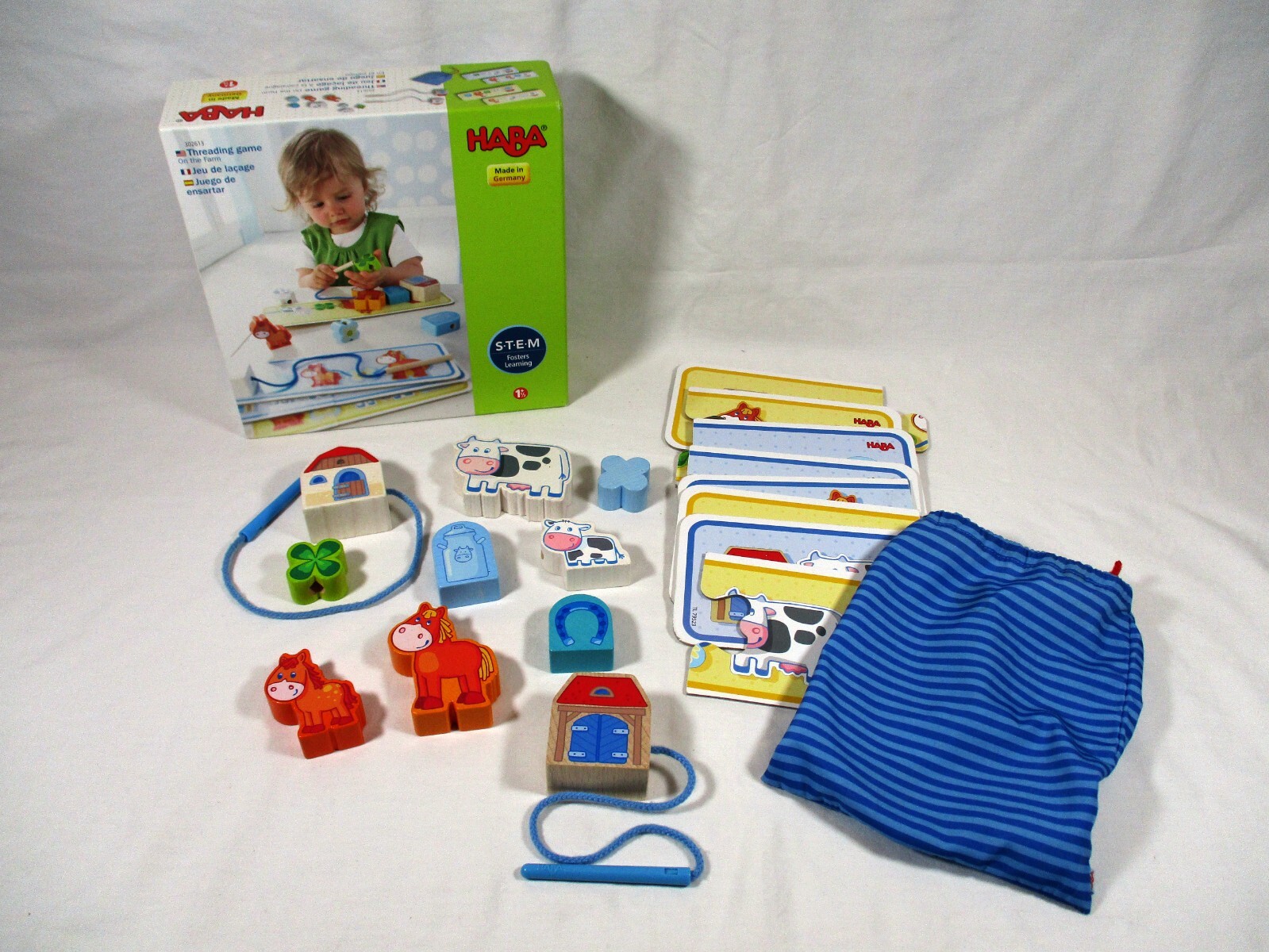 HABA Threading Game On The Farm Wooden STEM Educational Toys Made in Germany