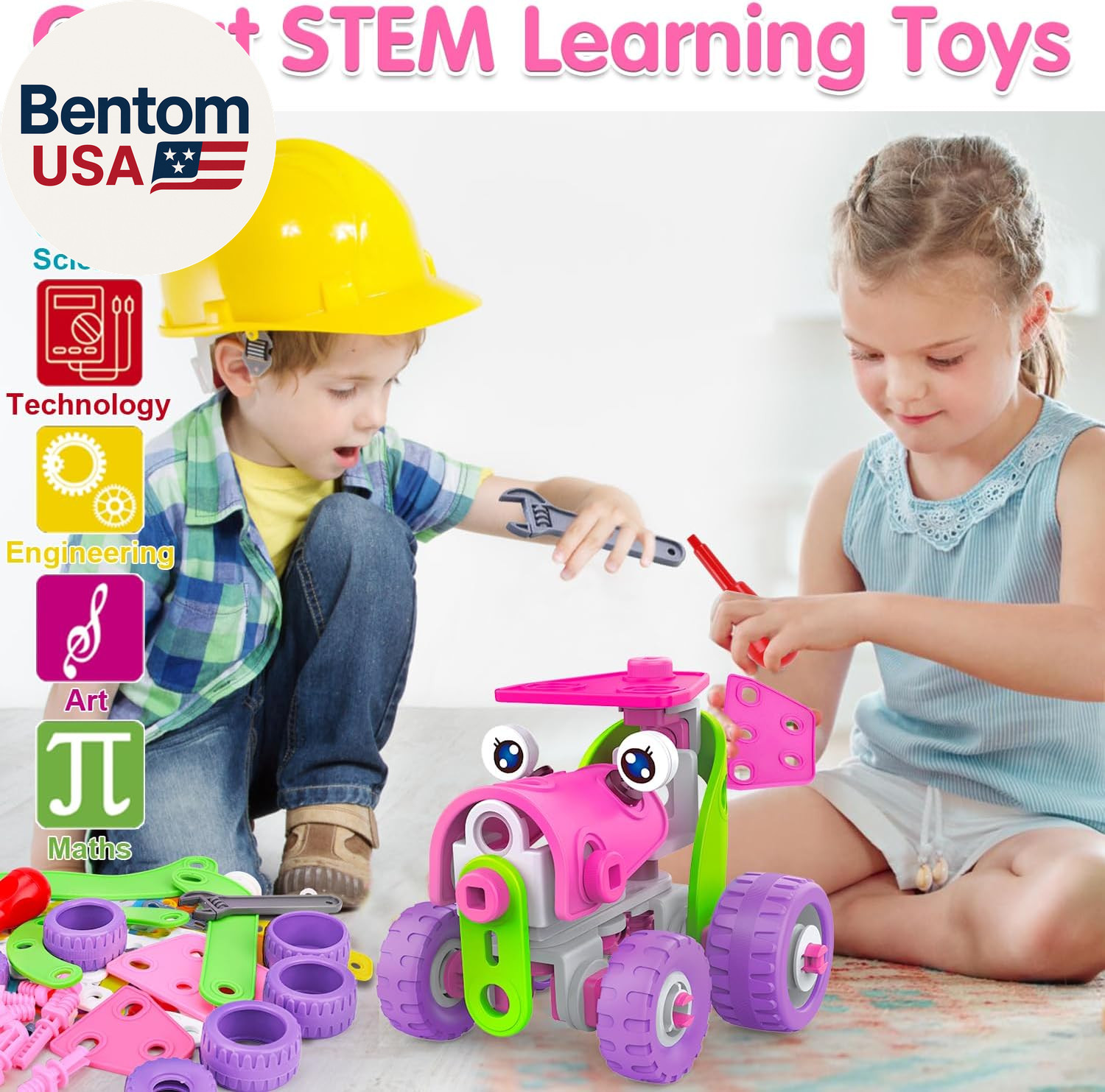 STEM Toys for 4 5 6 7 8+ Year Old Girl Birthday Gifts Pink Educational Building