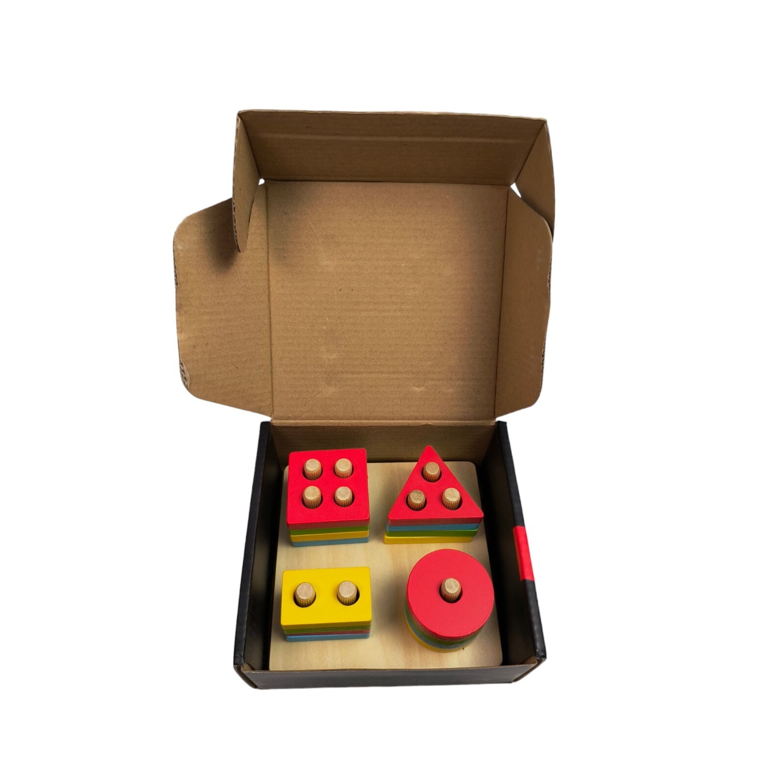 WOOD CITY Wooden Sorting & Stacking Toy, Shape Sorter Toys for Toddlers, 4 Shape