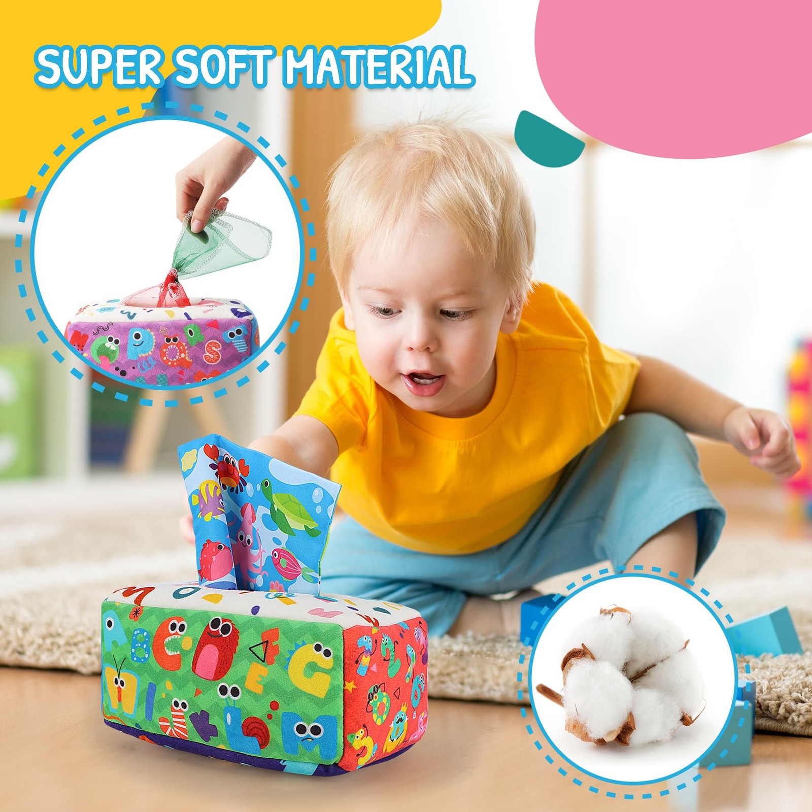URMYWO Baby Tissue Box Toy – Montessori Toys for 6-12 Medium, Green