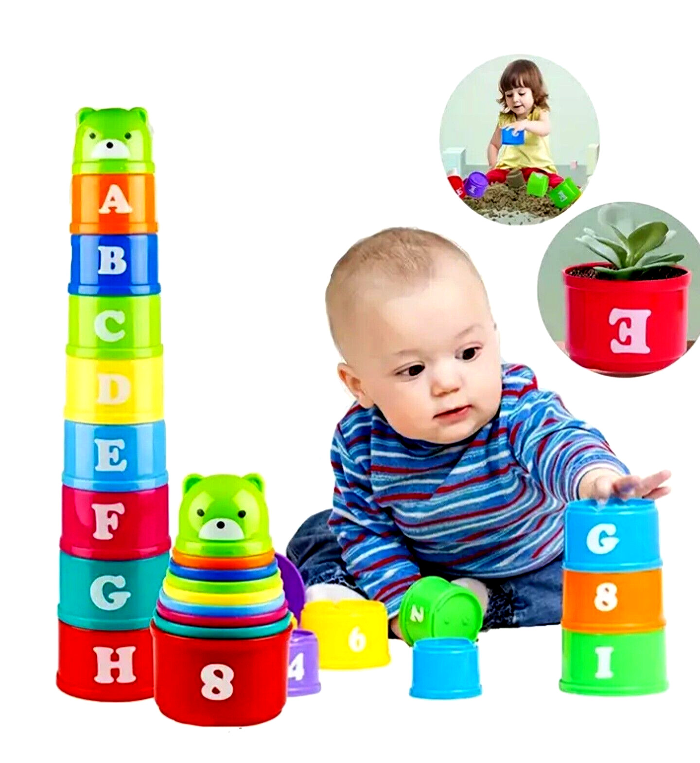 Stacking Cups Baby Toy Coordination Toddler Educational Action Stimulate NEW