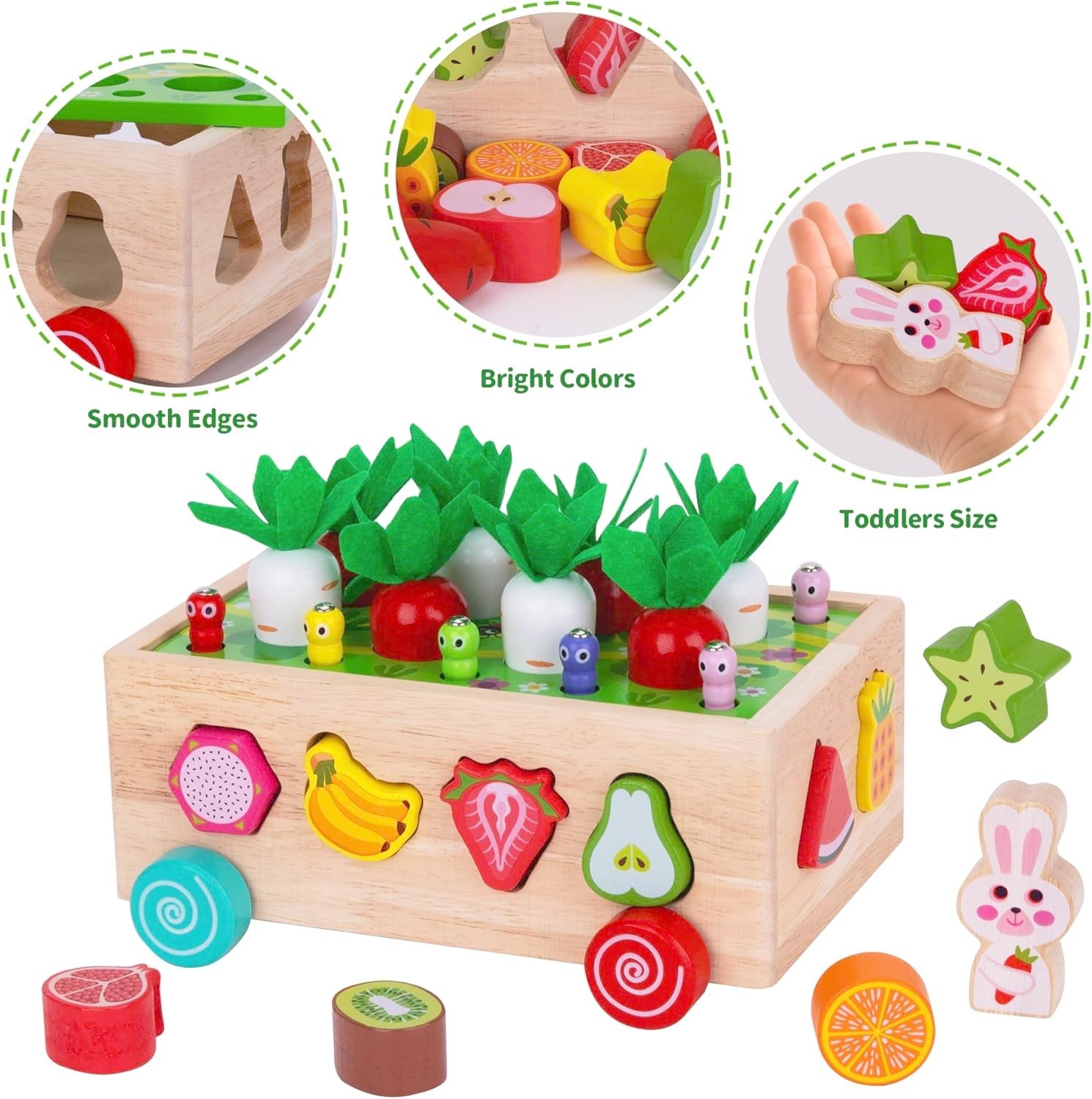 Montessori Wooden Shape Sorting Toy for 1-3 Olds
