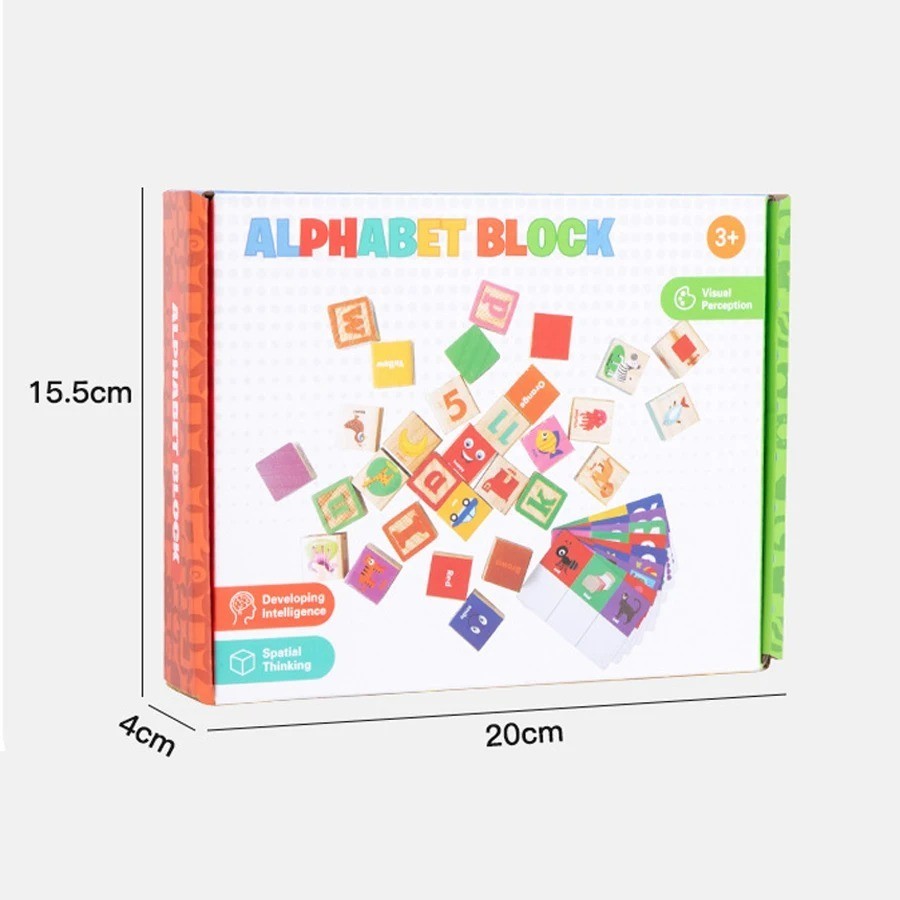 26 colorful letter blocks ABC Wooden block Cart Preschool Learning