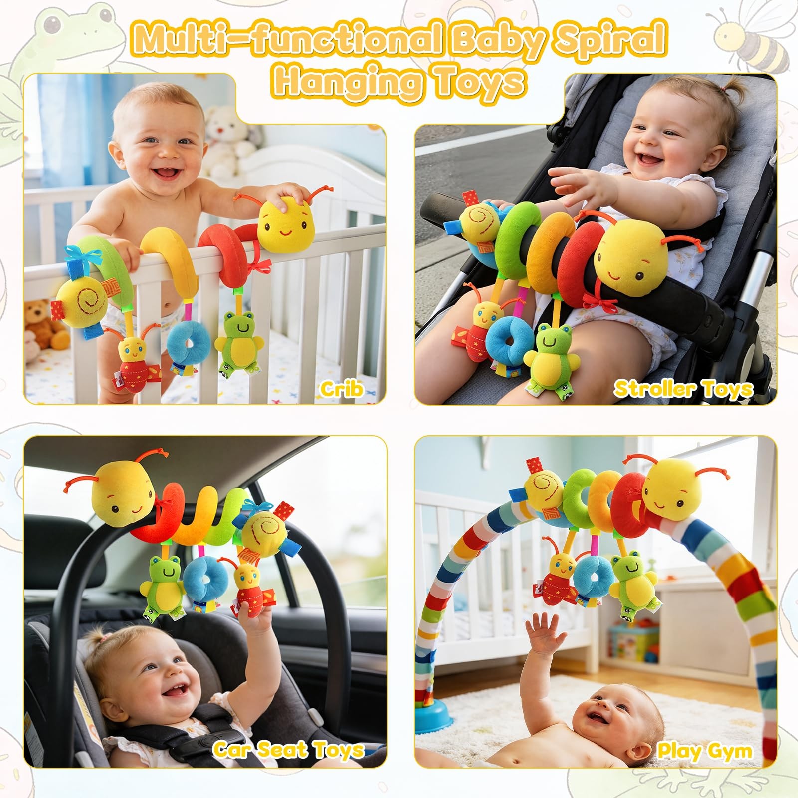 FPVERA Car Seat Toys for Babies 0-6 Months, Hanging Medium, Multi-colored