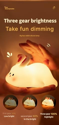 Night Light, LED Squishy Novelty Animal Night Lamp, Food Grade Silicone Rabbit