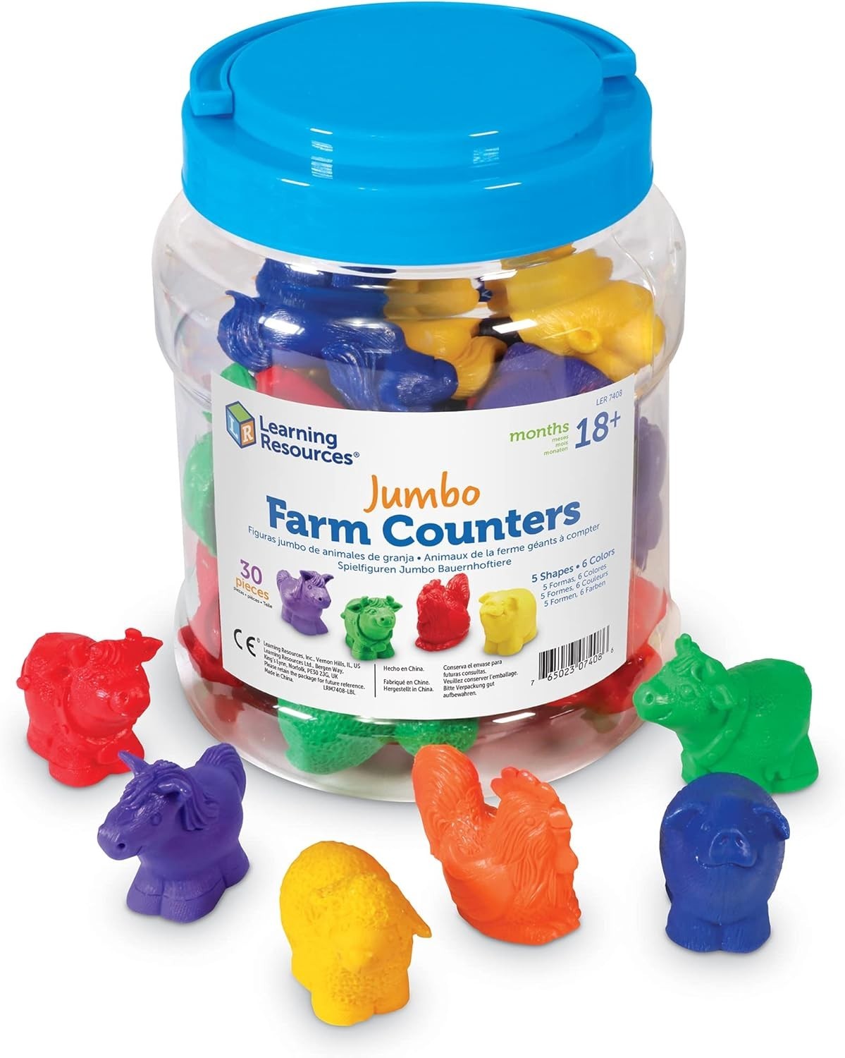 Multi-Color Jumbo Farm Counters – 30 Piece Educational Toy for Imaginative Play