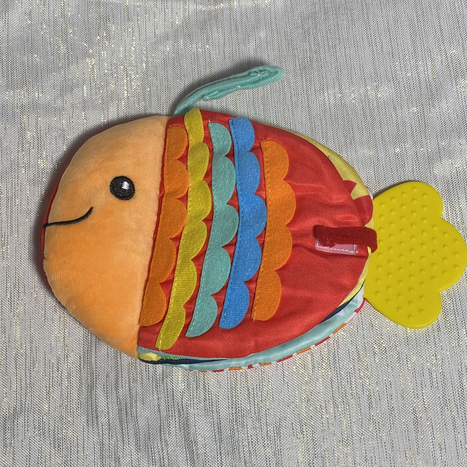 Baby Cloth Book Toy Sensory Fish Sea Life Tactile Fabric Squeaker Mirror Teether