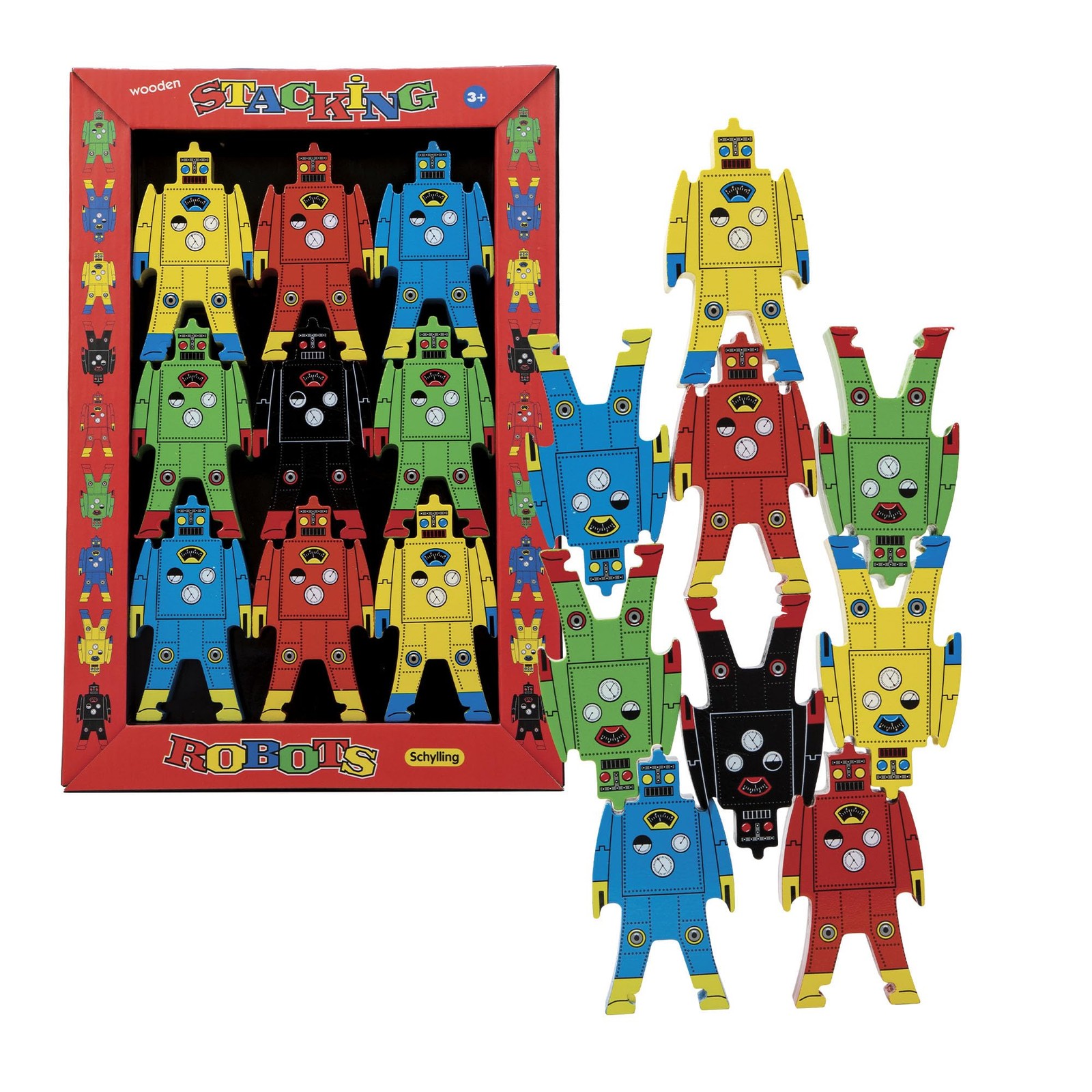 Colorful Wooden Stacking Robots Set for Creative Balancing Fun Age 3+