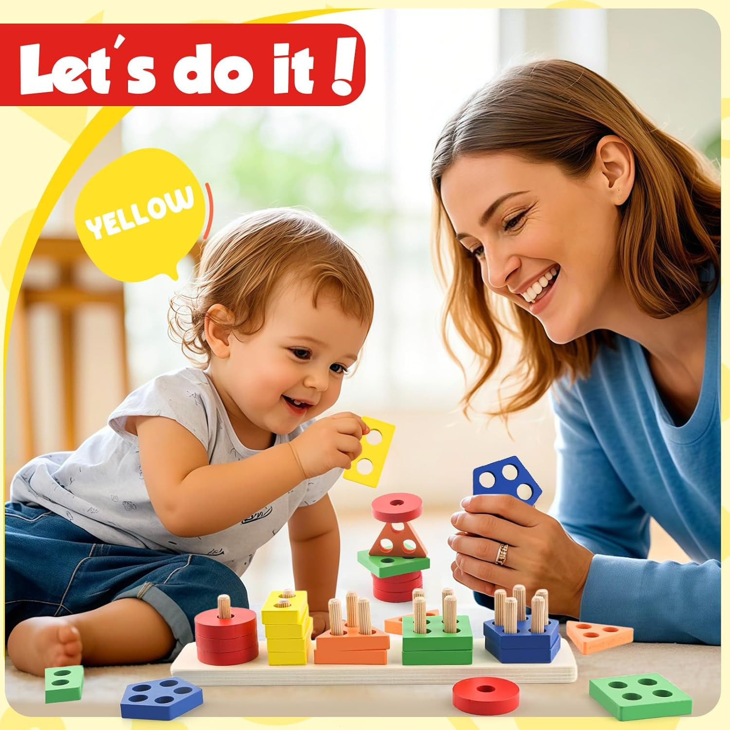 Montessori Wooden Sensory Toys for Toddlers 1-3 Learning Puzzle Gift Set Boys G