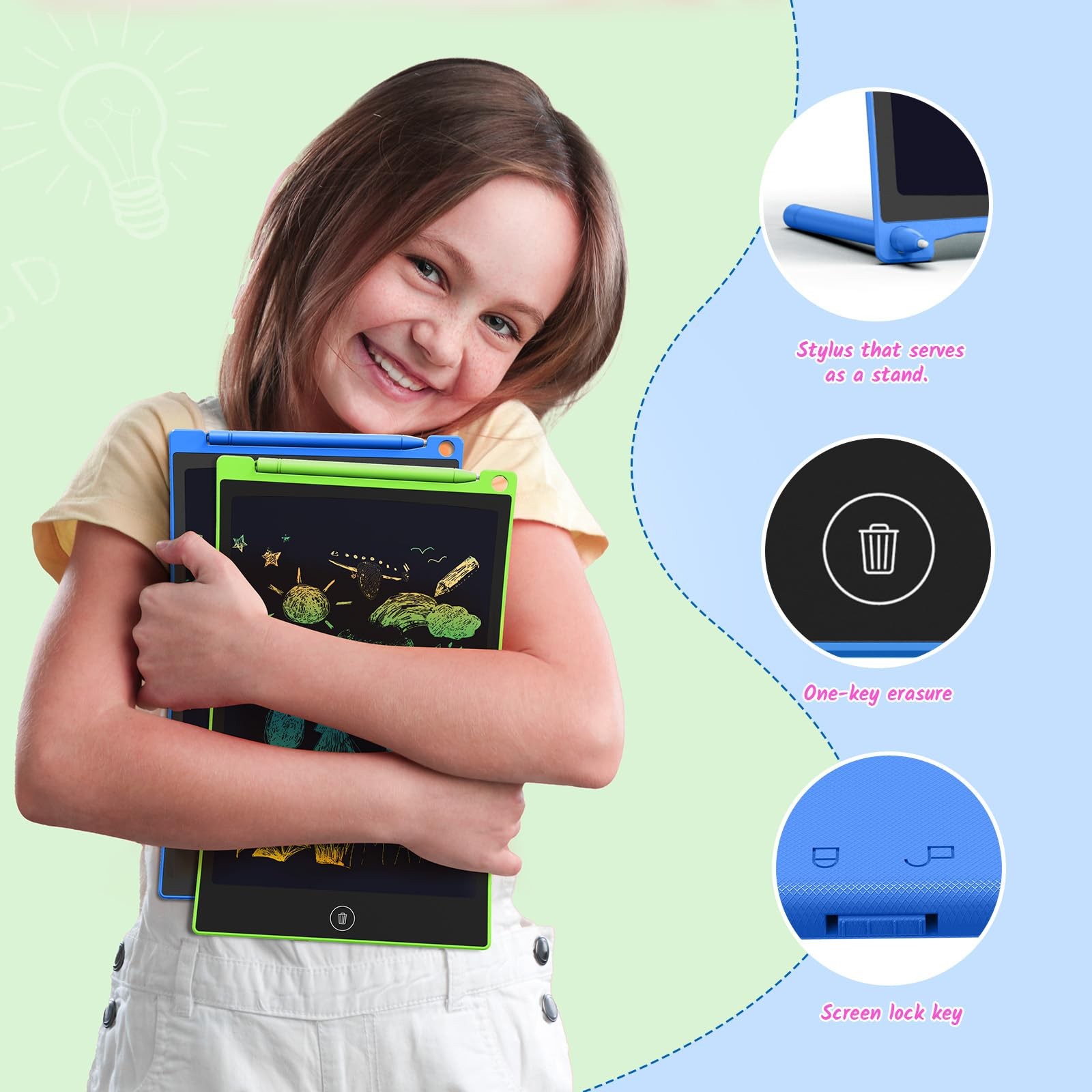 10 Inch 2 Pack LCD Writing Tablet, Colorful Doodle Board Drawing Tablet for K…