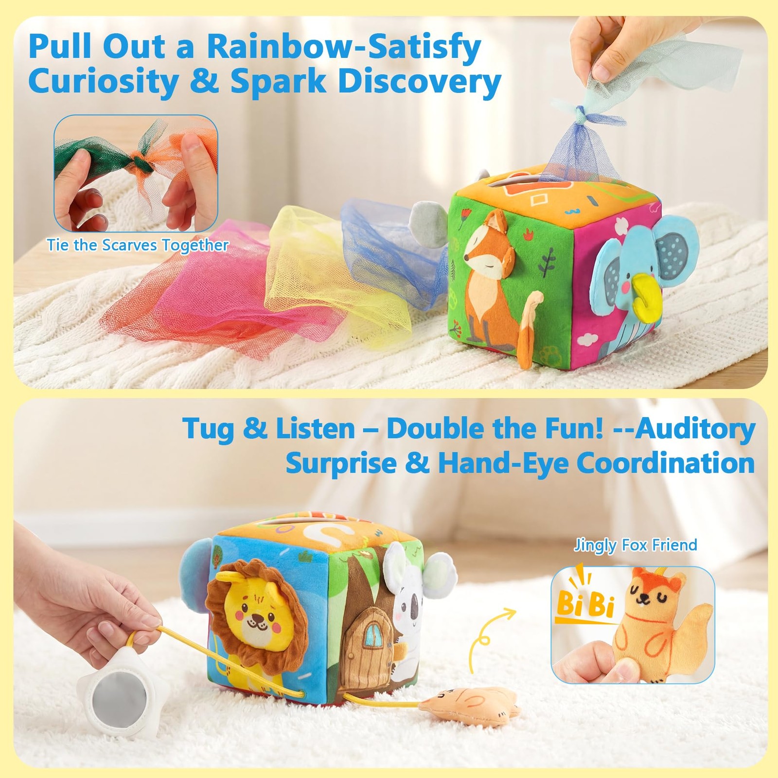 URMYWO Baby Tissue Box Toy, Montessori Sensory Toys 6-12 Months medium-large