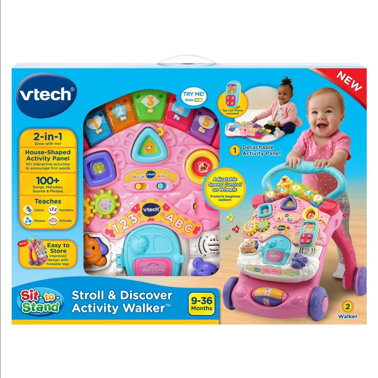 VTech Stroll & Discover Activity Walker – Pink with Accessories, Baby and Toddle