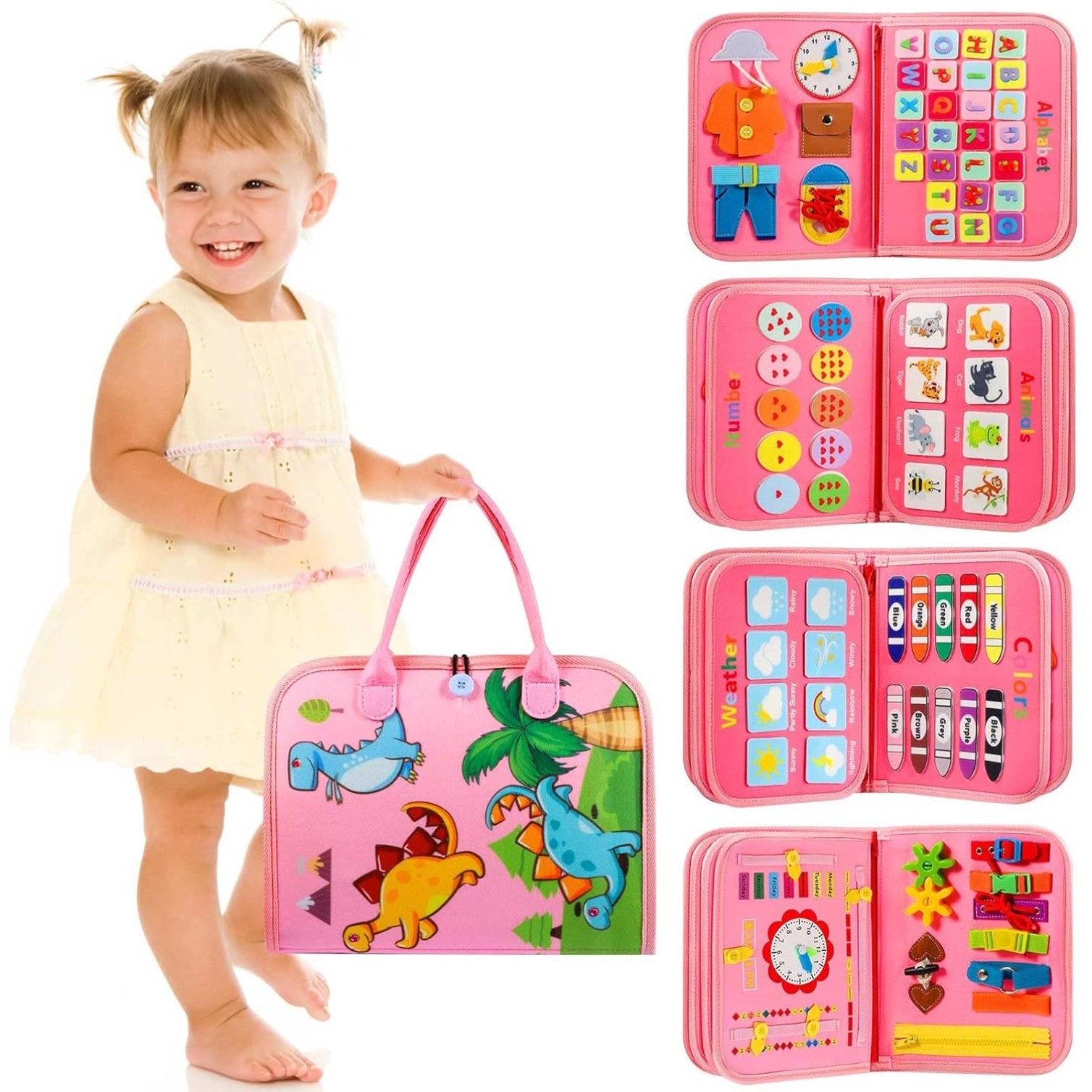Toddler Busy Board for 2-4 Year Old Girls Boys Bithday Gift,Educational Learning