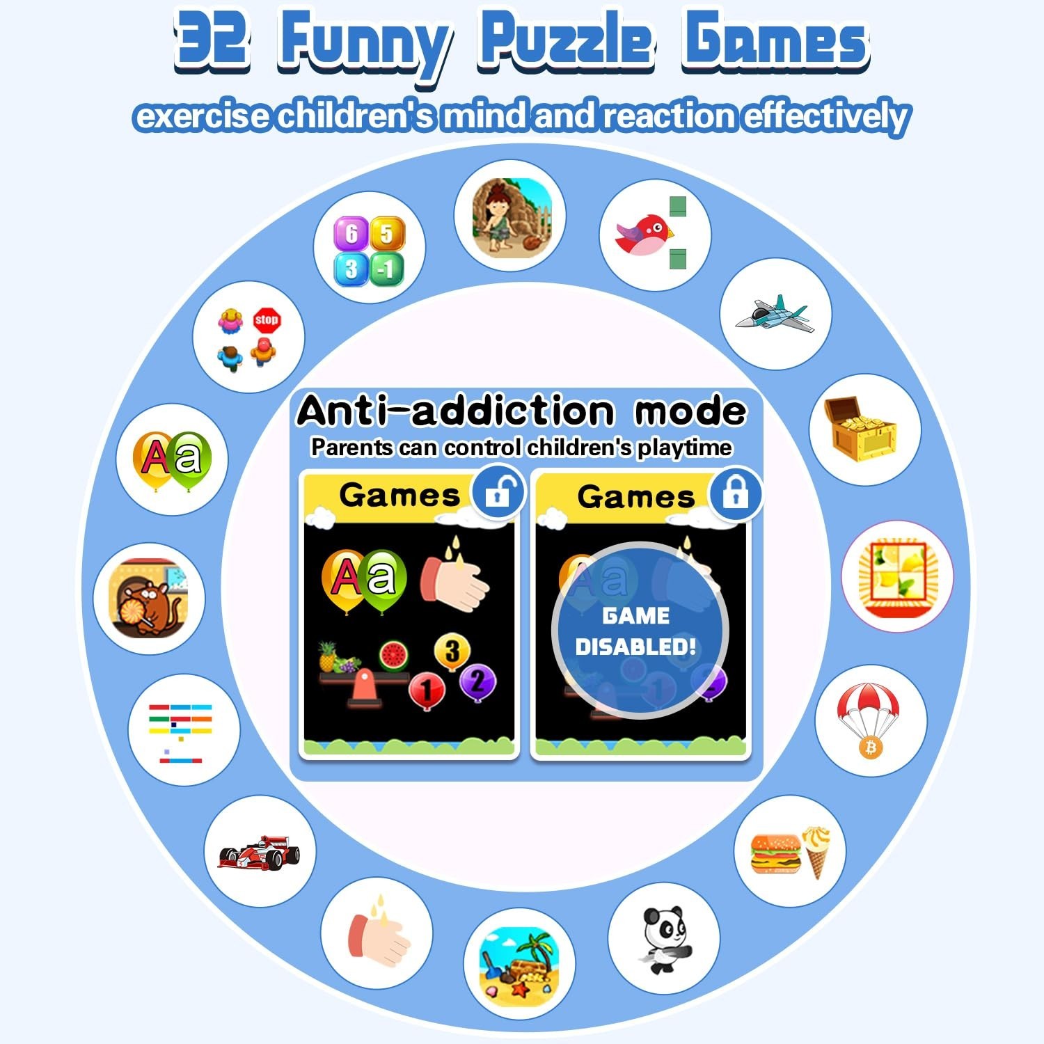 Kids Waterproof Smart Watch Gift for Boys Ages 3-12, 32 Puzzle Games, HD Touc…