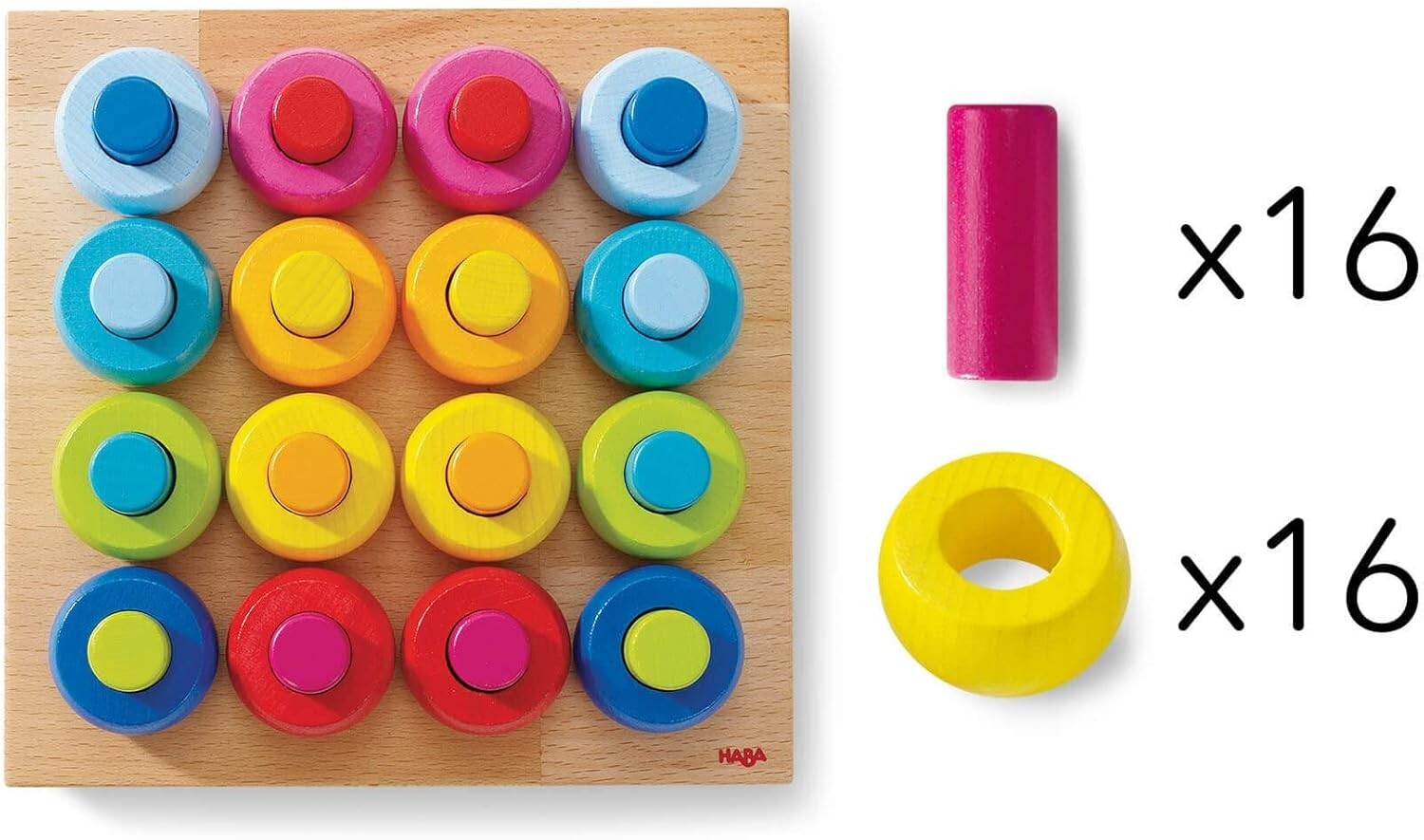 33-Piece German Beech Wood Stacking Rings – Multi-Color Sorting Toy for Toddlers