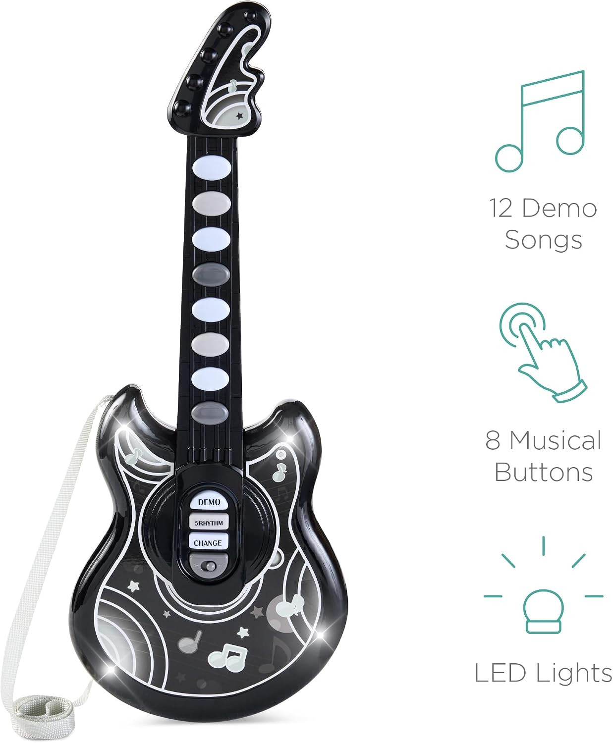 19In Kids Toy Guitar, Pretend Play Musical Instrument Toy for Toddlers W/Mic, St