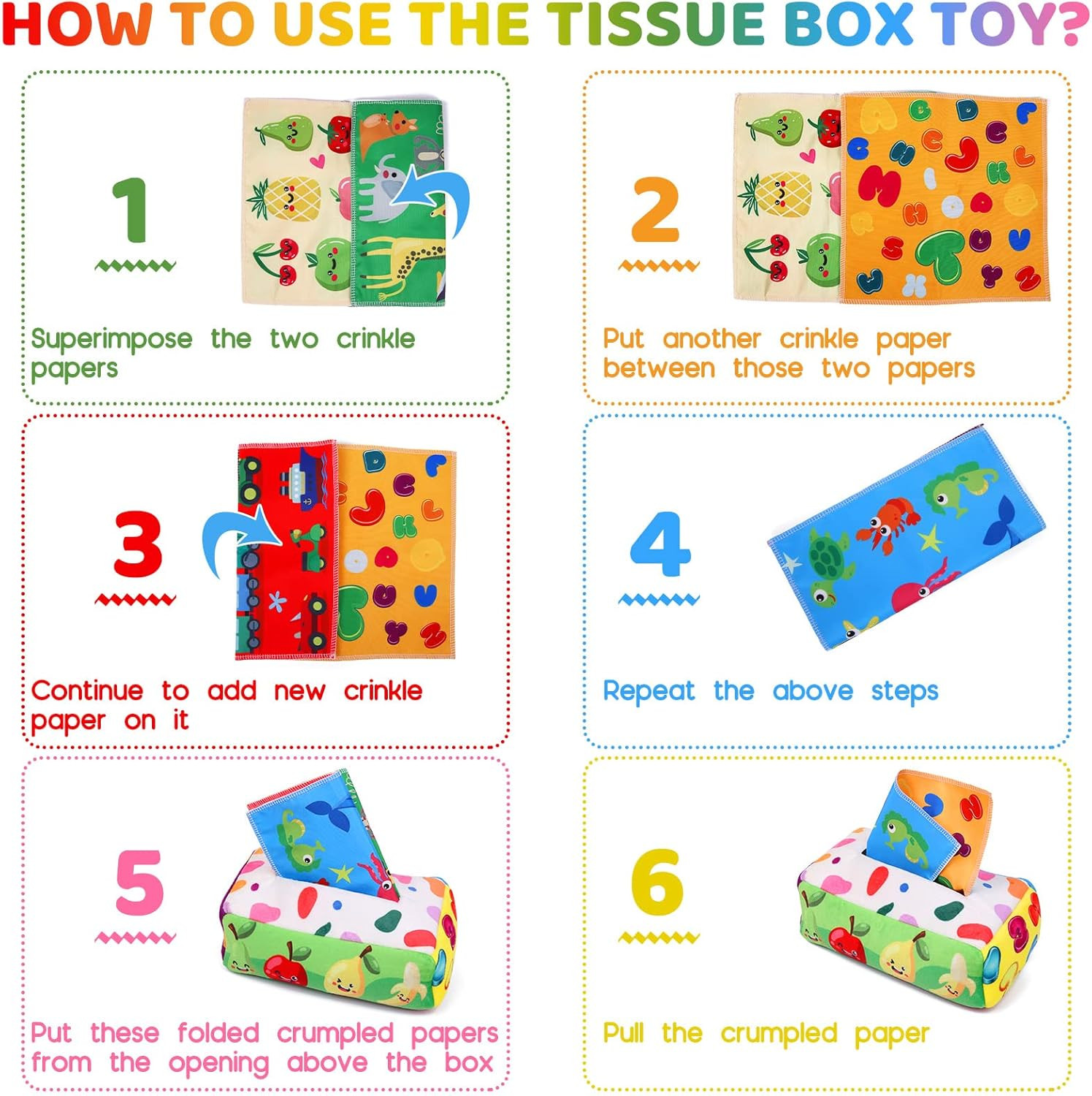 Baby Toys 6 to 12 Months – Tissue Box Toy Montessori for Babies 6-12 Months, Sof