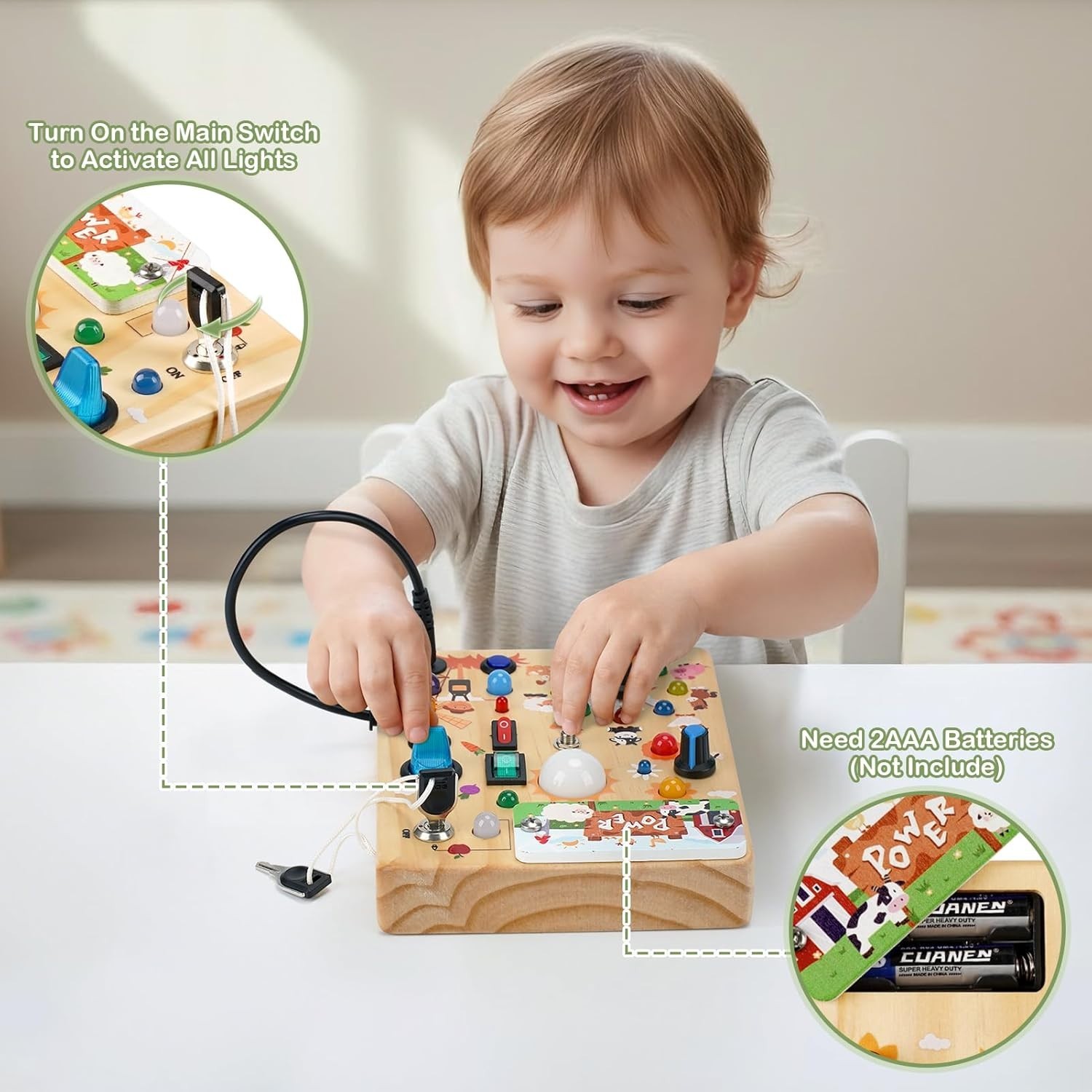 Educational Sensory Board with LED Lights – Safe Fun for Toddlers 1-3