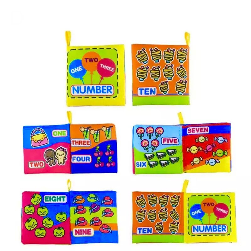 Baby Toddler Cloth Book Education Learning Development Crinkle Sound Toy,3 Books