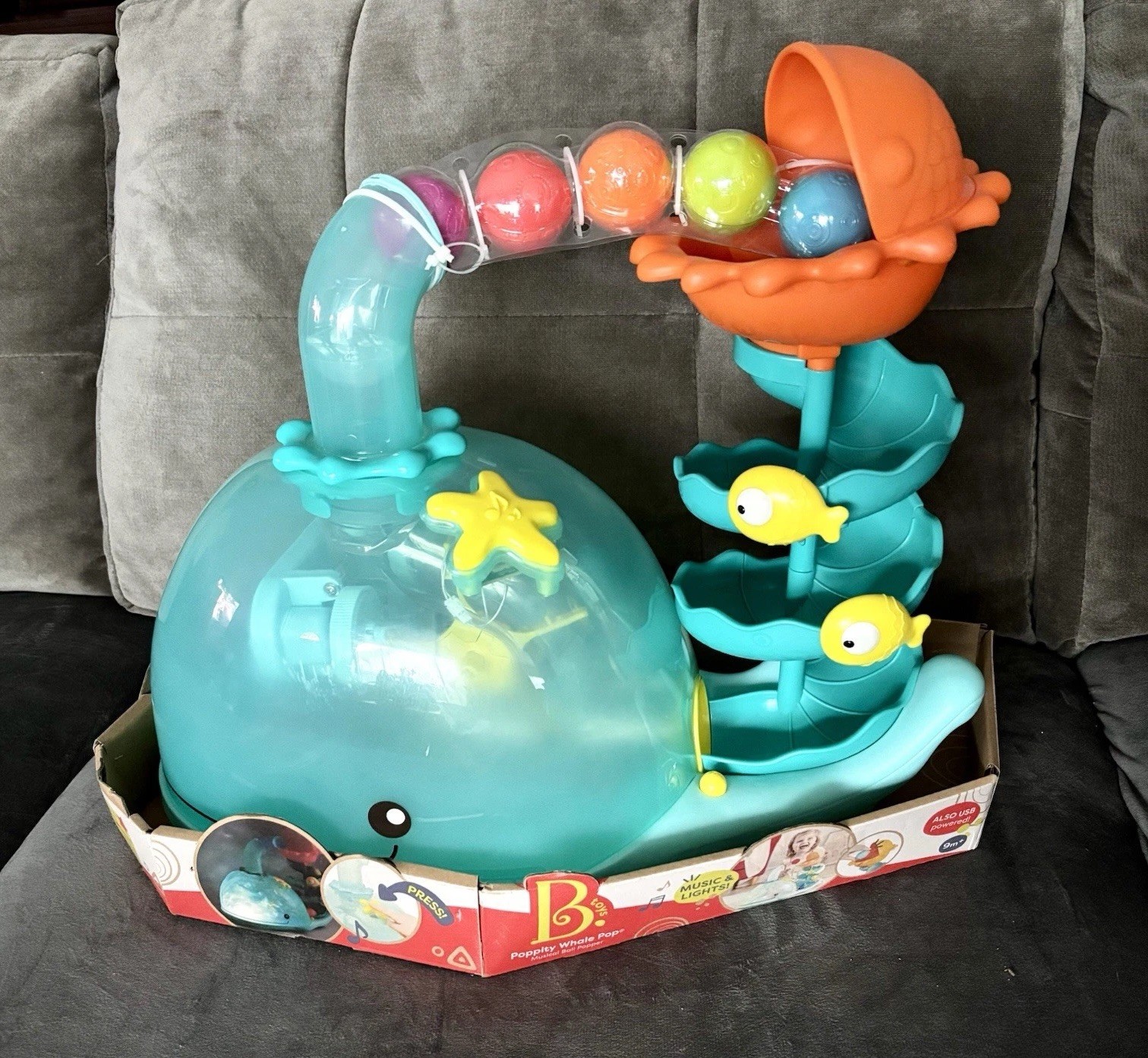 NEW B. Toys Light Up & Music Ball Popper Poppity Whale Pop Baby Toddler + VIDEO!