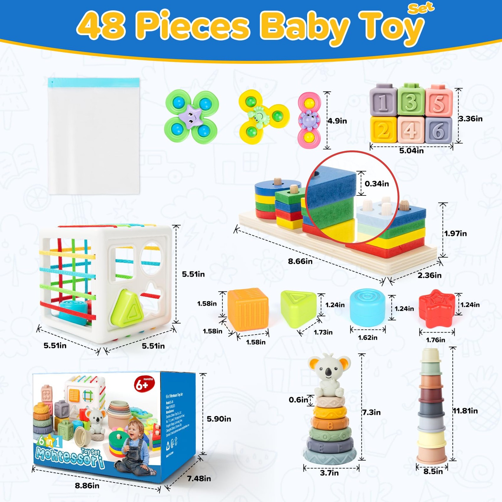 6-in-1 Baby Toys 6 to 12 Months, Montessori Toys for Babies 6-12-18 Months, I…