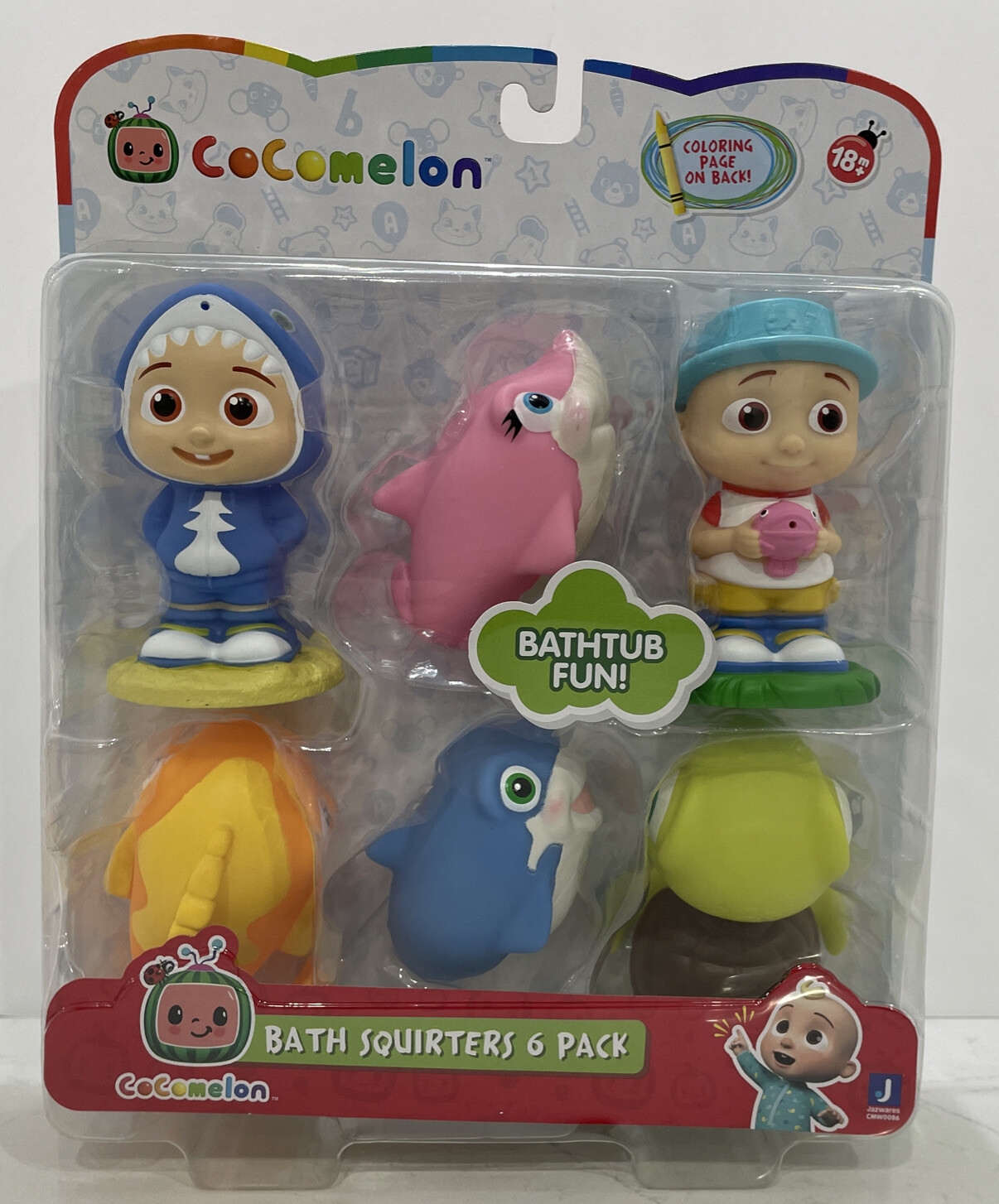 CoComelon Bath Squirter Toys, 6 Pieces – Toddlers & Kids – Ages 18 Months+