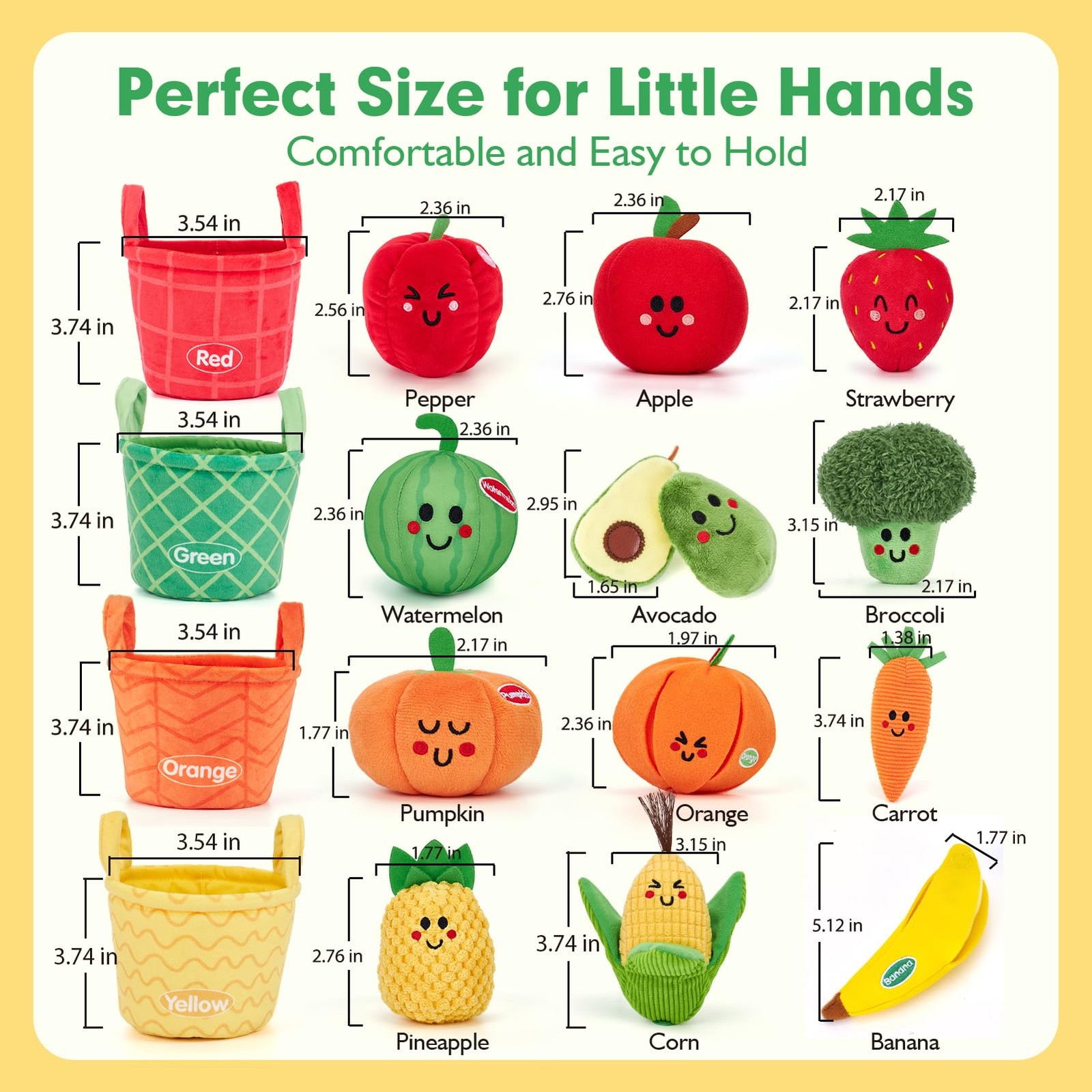 hahaland Baby Sensory Toys – 16 PCS My First Fruit Red, Green, Yellow, Orange