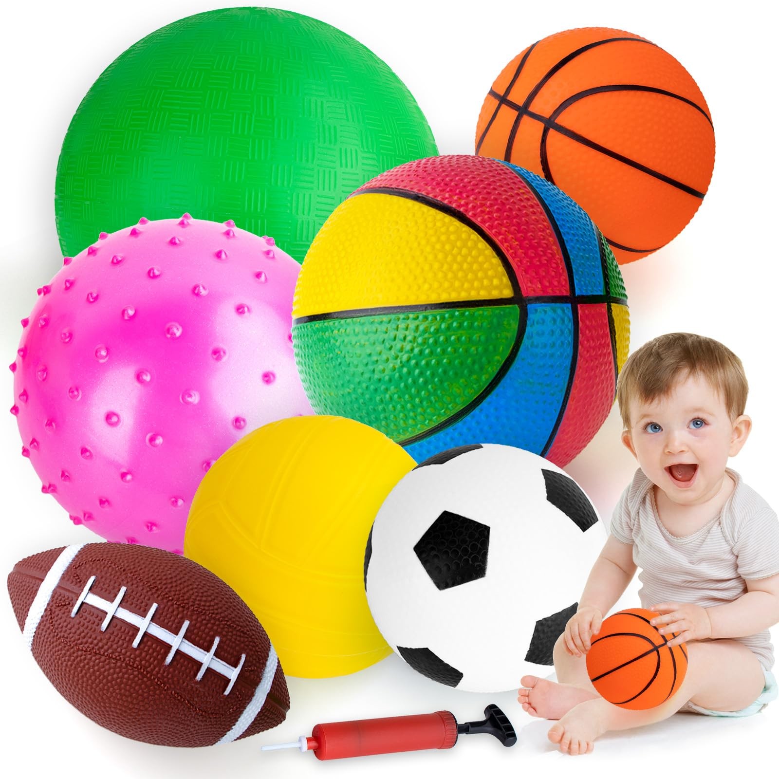 HOESDA Balls for Toddlers 1-3,Toddler Sports Ball Outdoor Toys,Set of 7 Kids …