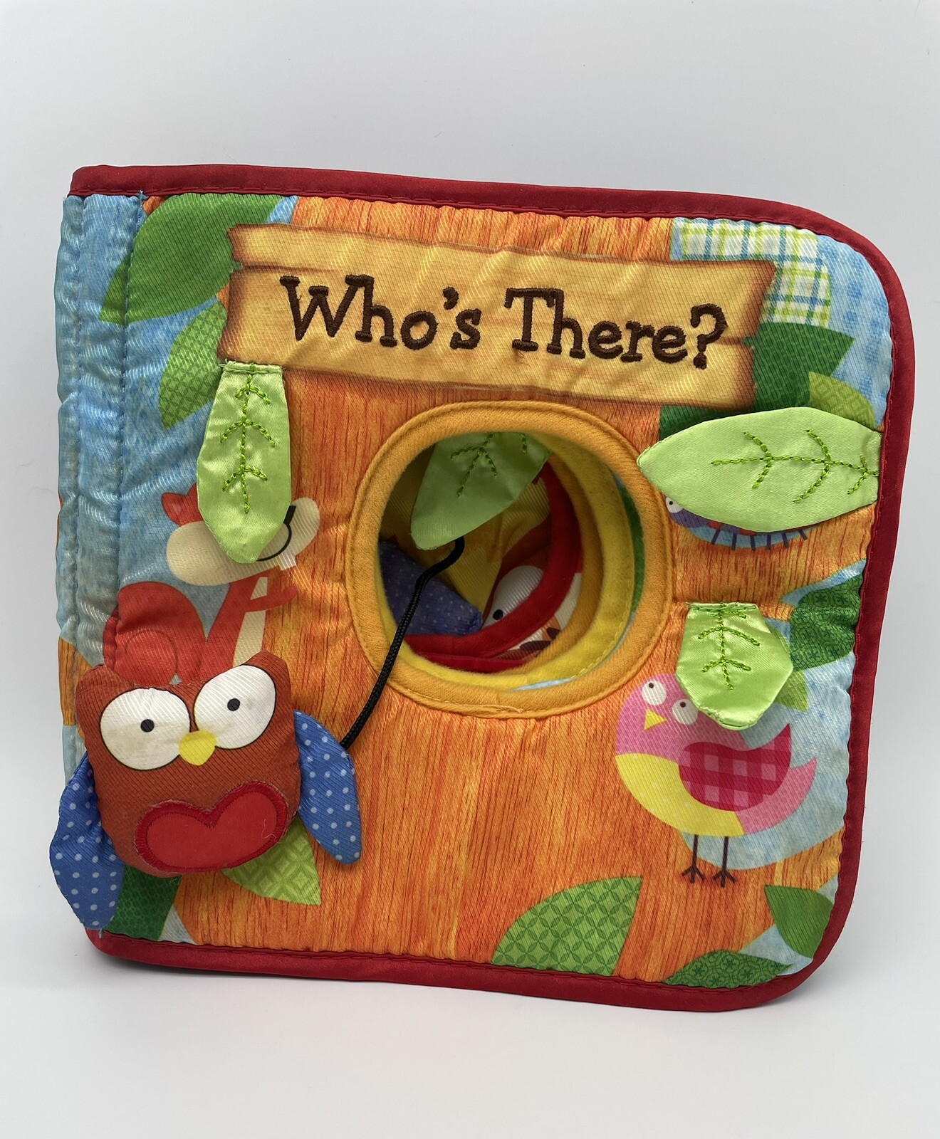 KIDSBOOKS WHO’S THERE? Baby Cloth Toy Book CRINKLE SOUNDS BRIGHT COLORS 2013